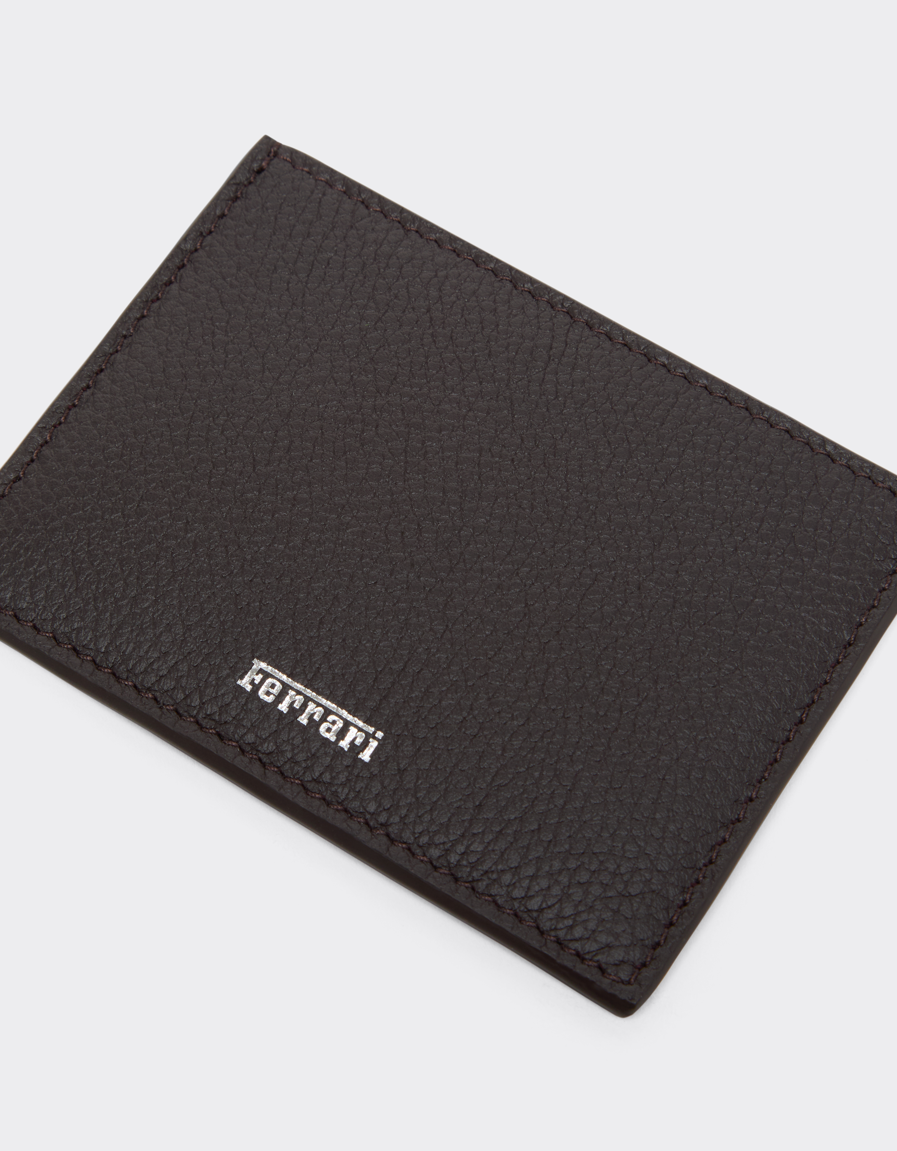  Ferrari Leather Card Holder - Male Wallets Marrone Scuro Os 