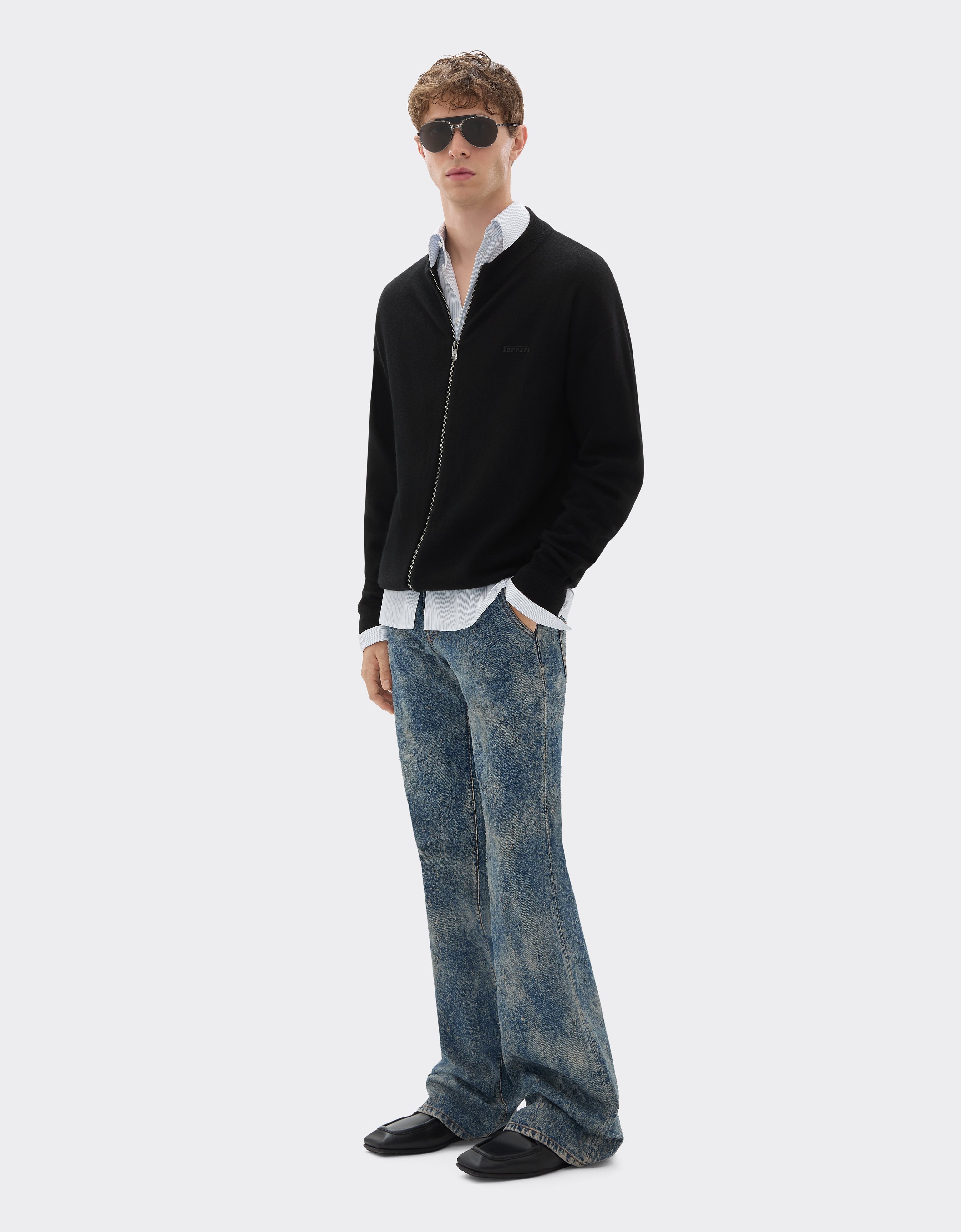  Ferrari Wool And Cashmere Cardigan - Male Sweaters & Knitwear Black 52 