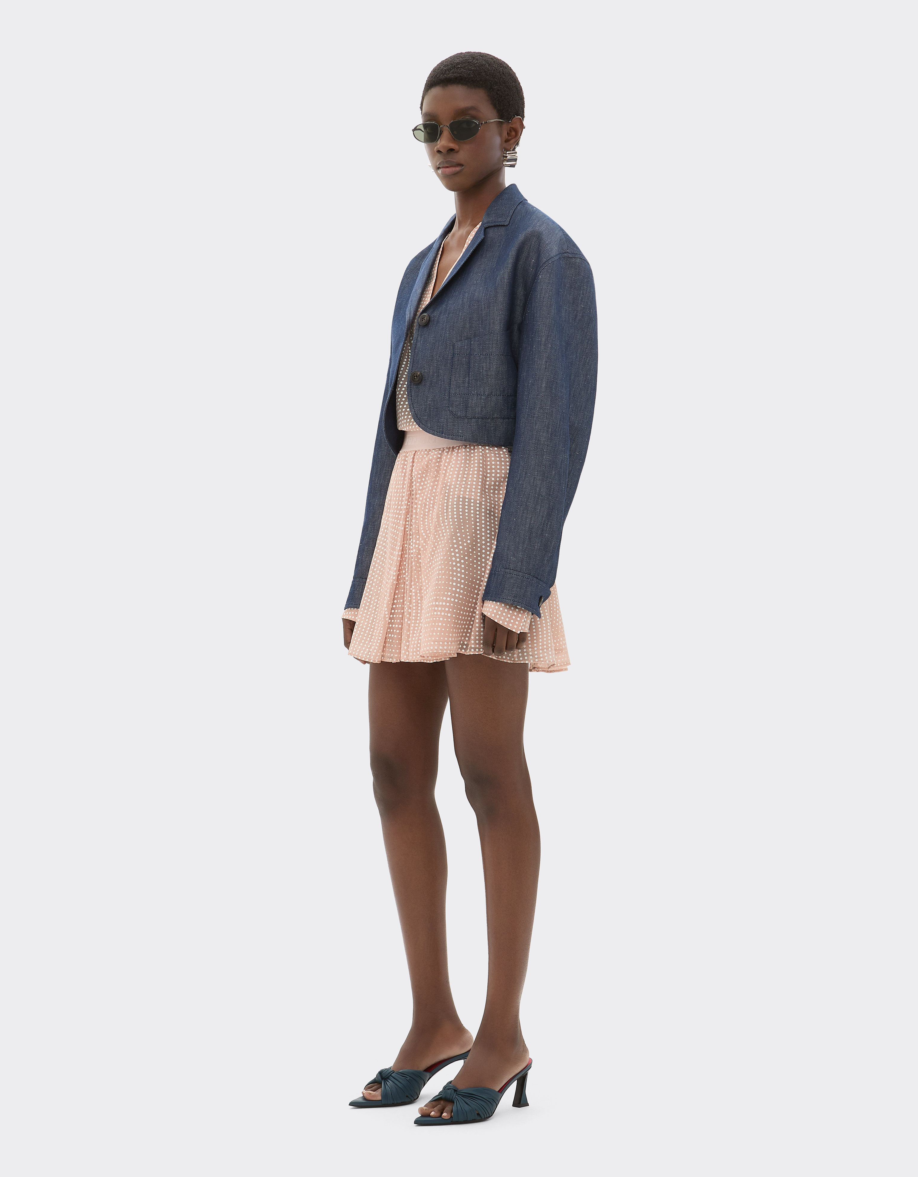 Ferrari Silk Voile Mini Skirt With Cavallino Dots Print
