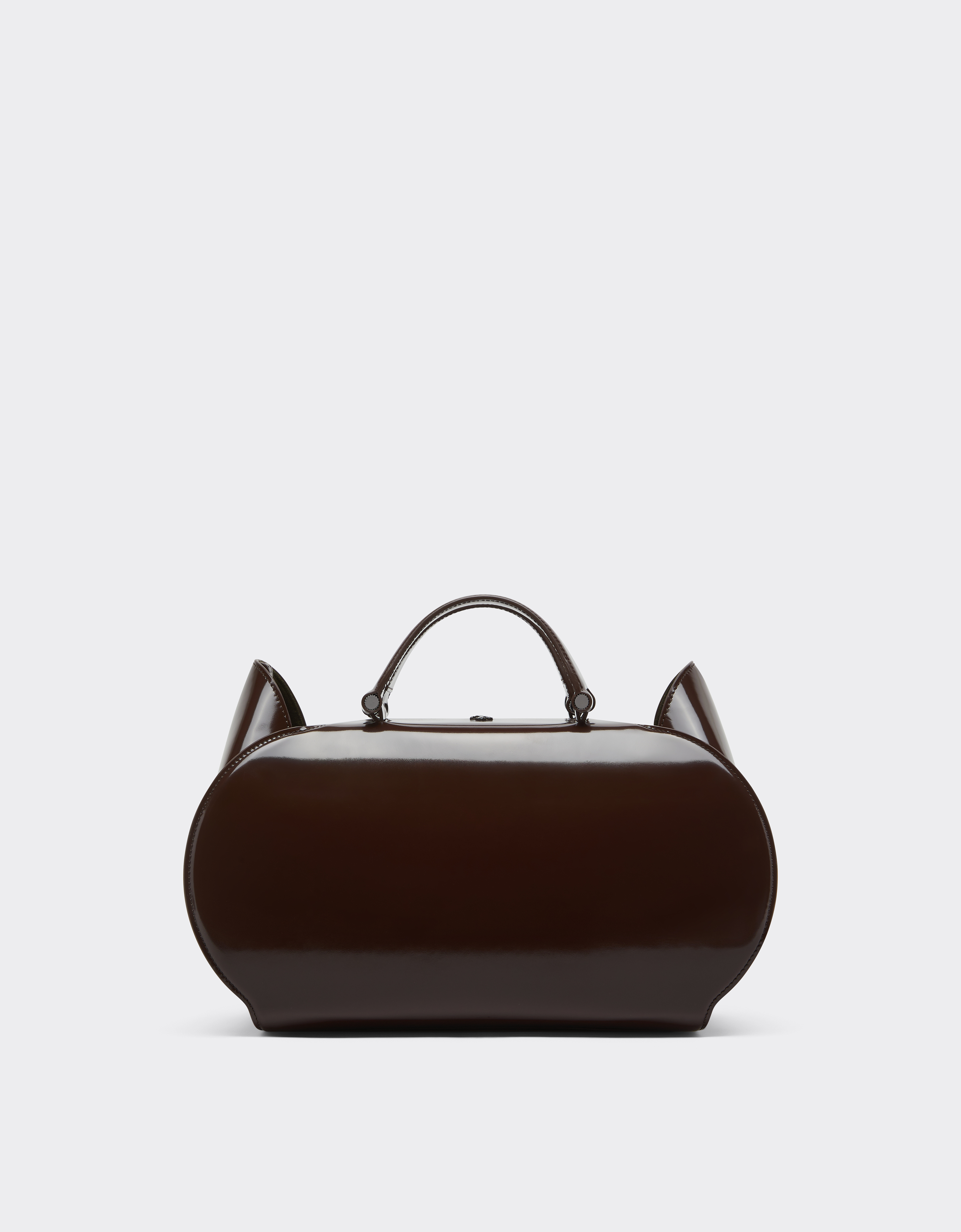 Ferrari Dino Bowling Bag In Shiny Leather In Brown