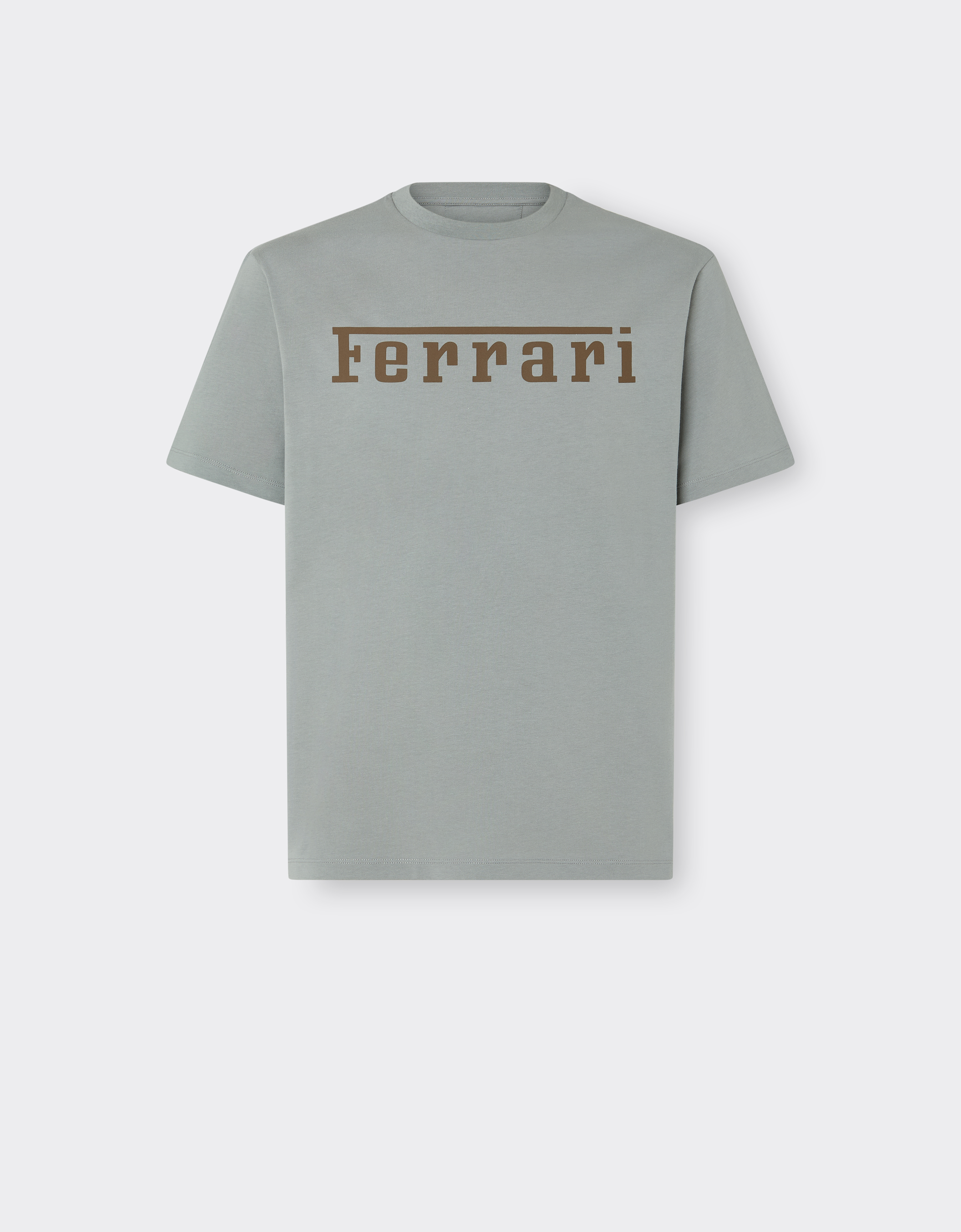 Ferrari Unisex Grey Cotton T-Shirt With Logo - T-Shirts Xs