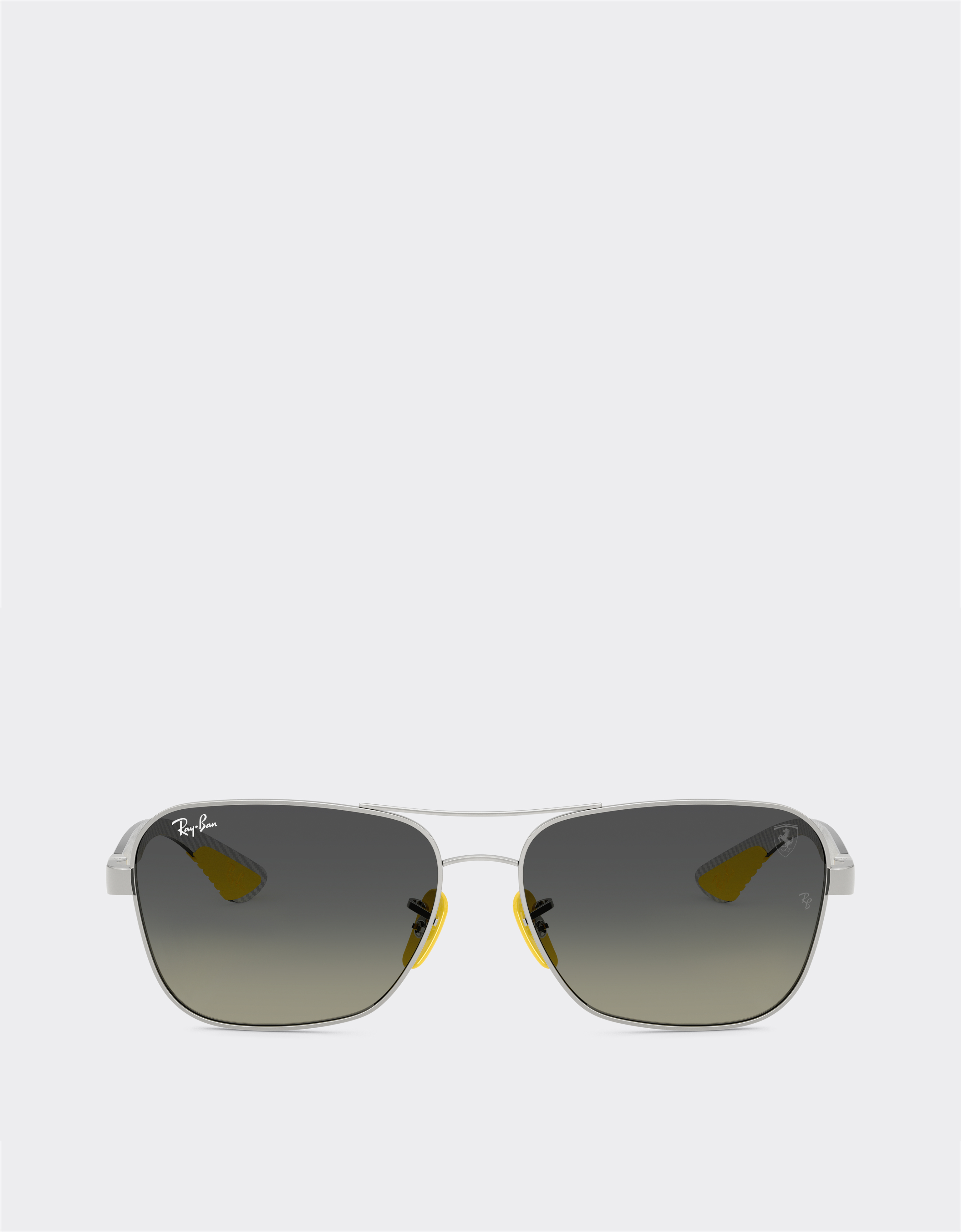 Ferrari Unisex Silver Ray-Ban For Scuderia Rb8336m In Matt Black Metal And Light Carbon Fibre With Gradient Grey Lenses - Sunglasses Os