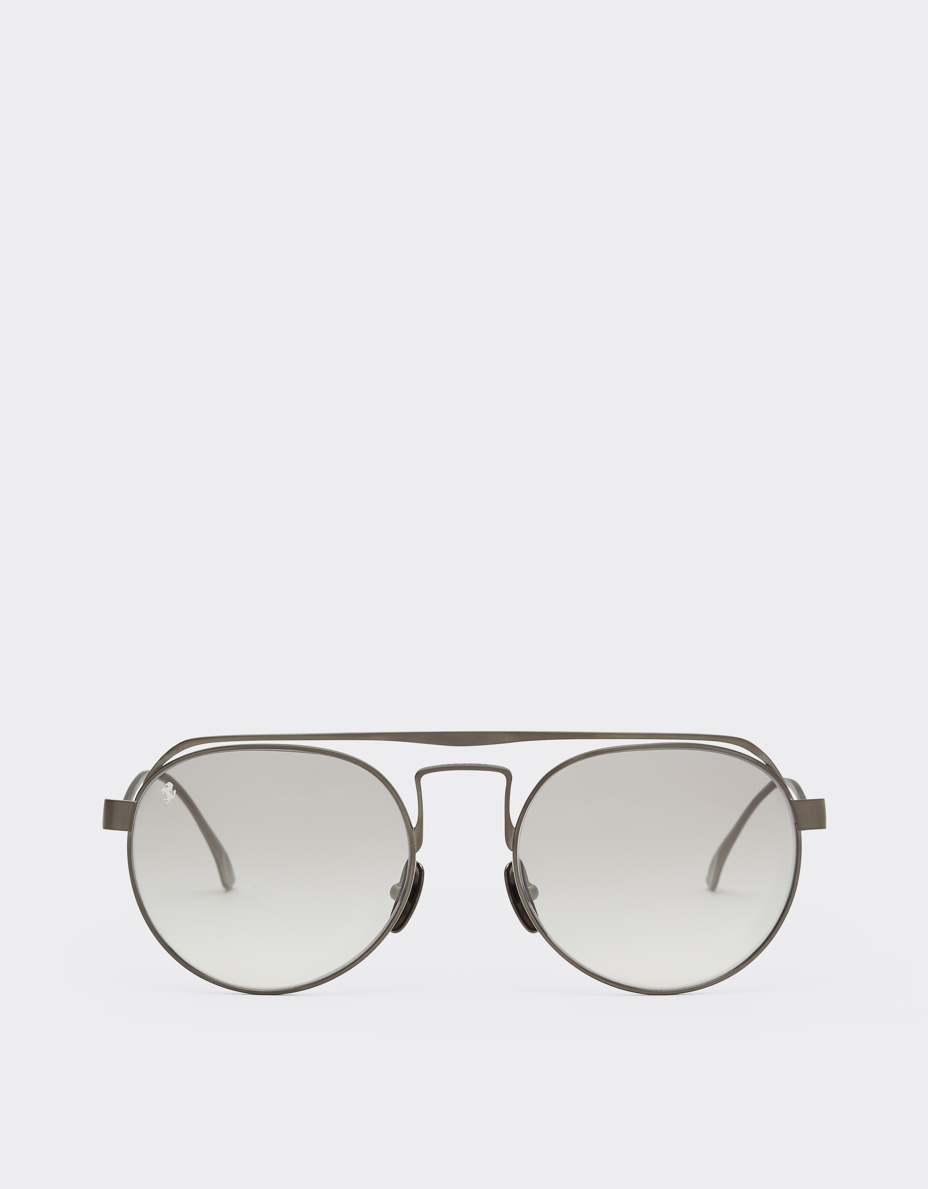 Ferrari Unisex Gunmetal Sunglasses In Matte Titanium With Silver Mirrored Lenses - Collection Os