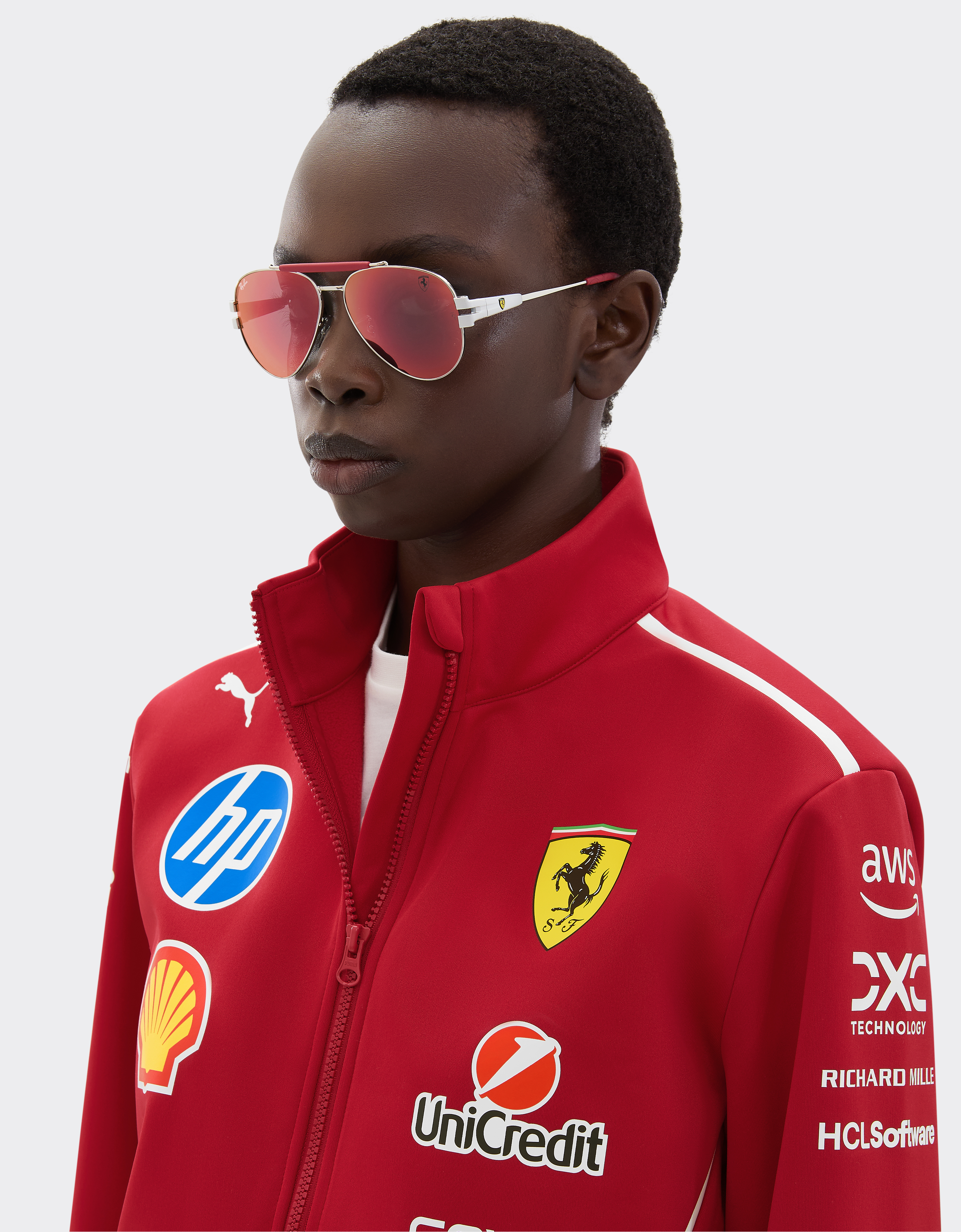 Ferrari Ray-ban For Scuderia  Rb3762m In Silver-tone Metal With Blue/red Mirror Dark Grey Len In Silver