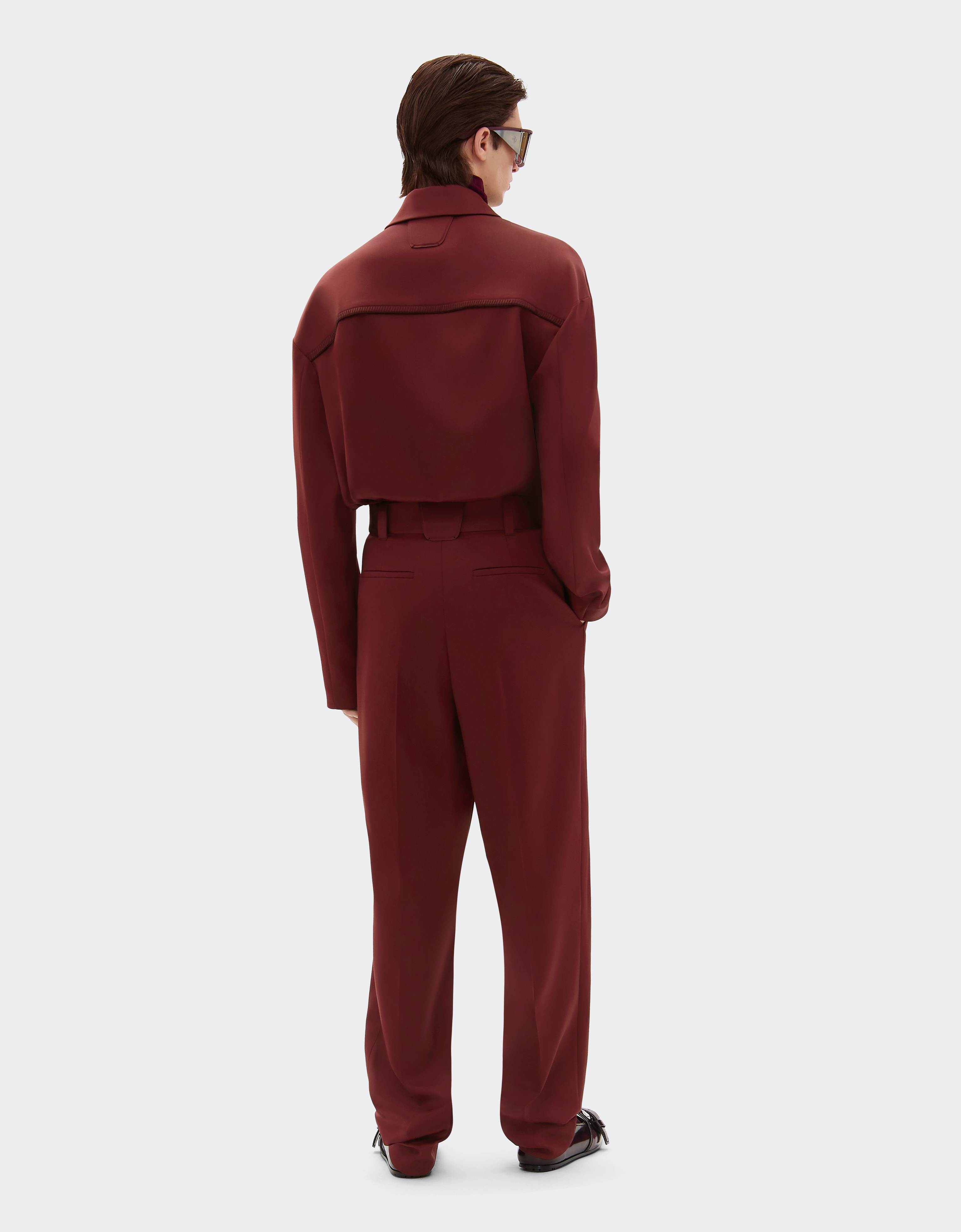 Ferrari Wool Satin Trousers In Brown