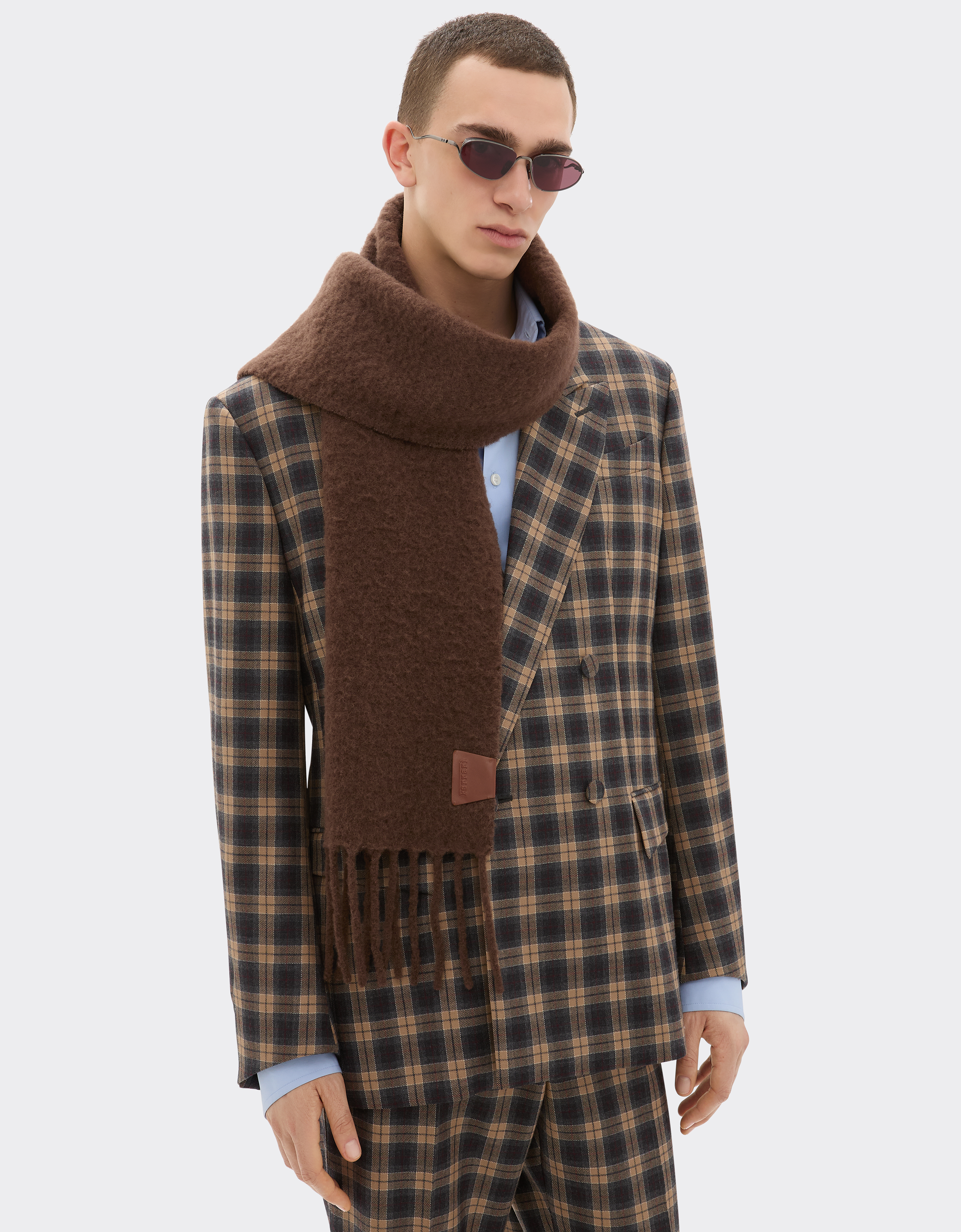 Ferrari Alpaca Scarf With  Label In Brown