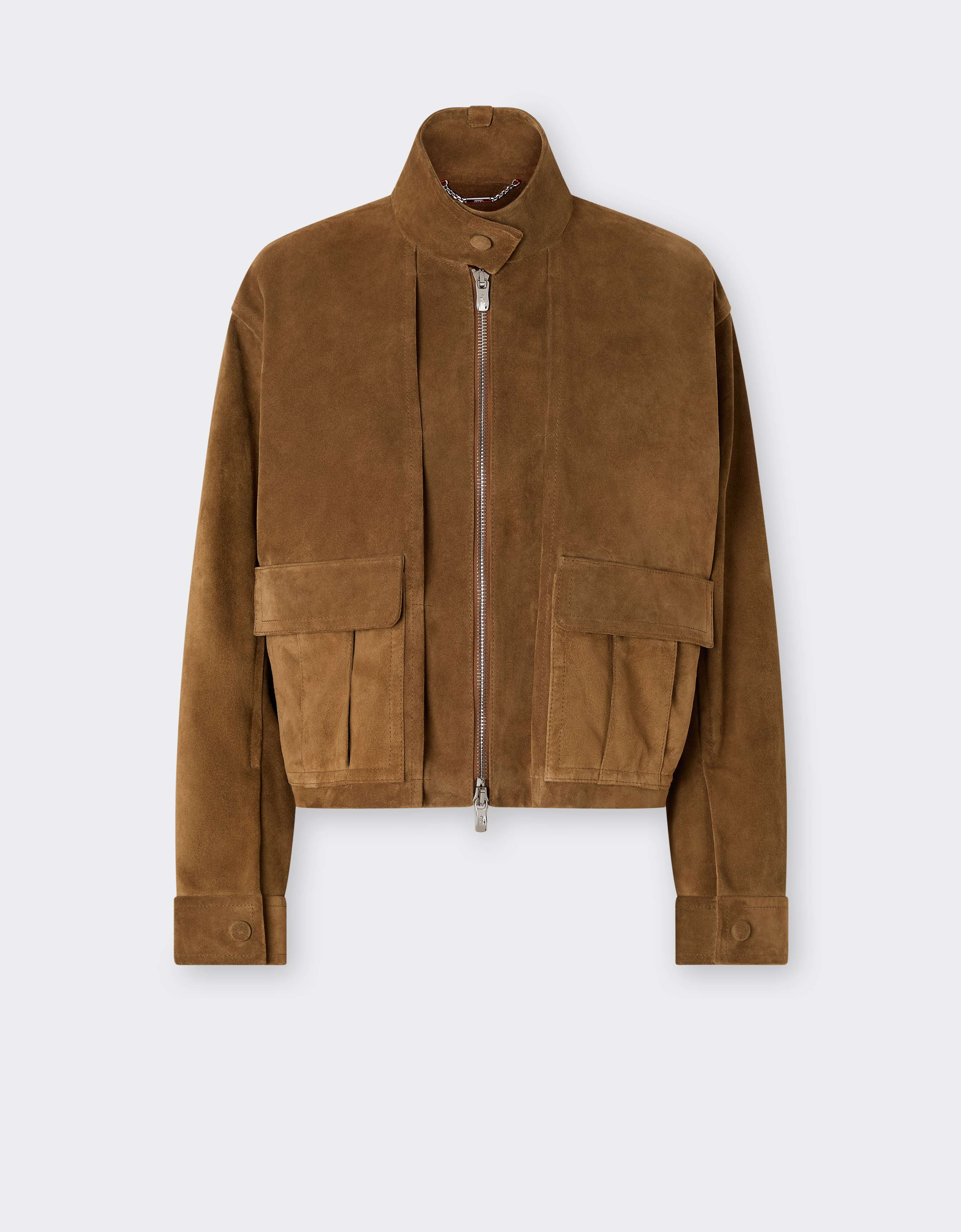 Ferrari Suede Blouson With Oversized Shoulders In Brown