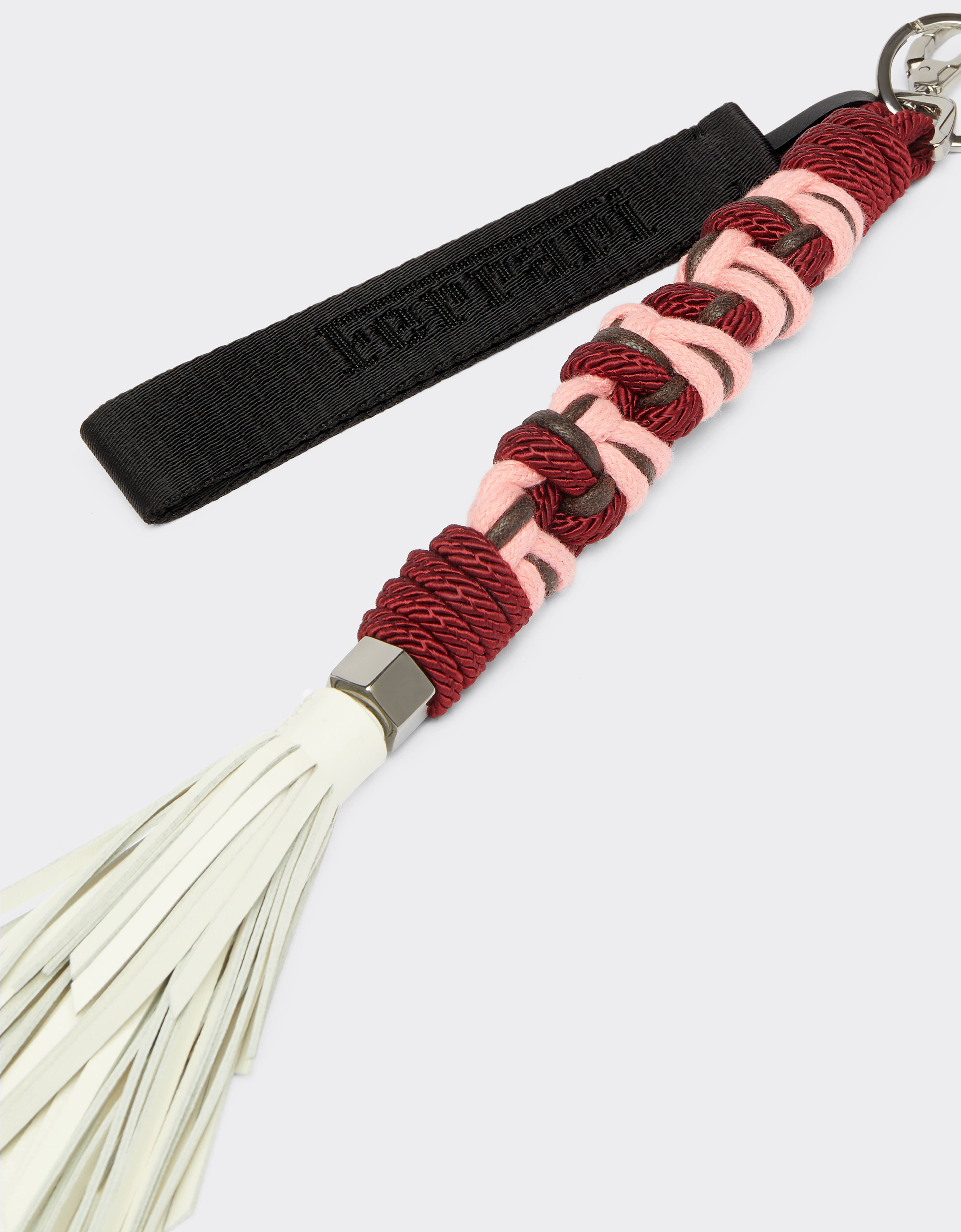 Shop Ferrari Scoubidou Keyring With Cords And Leather Tassel In Burgundy