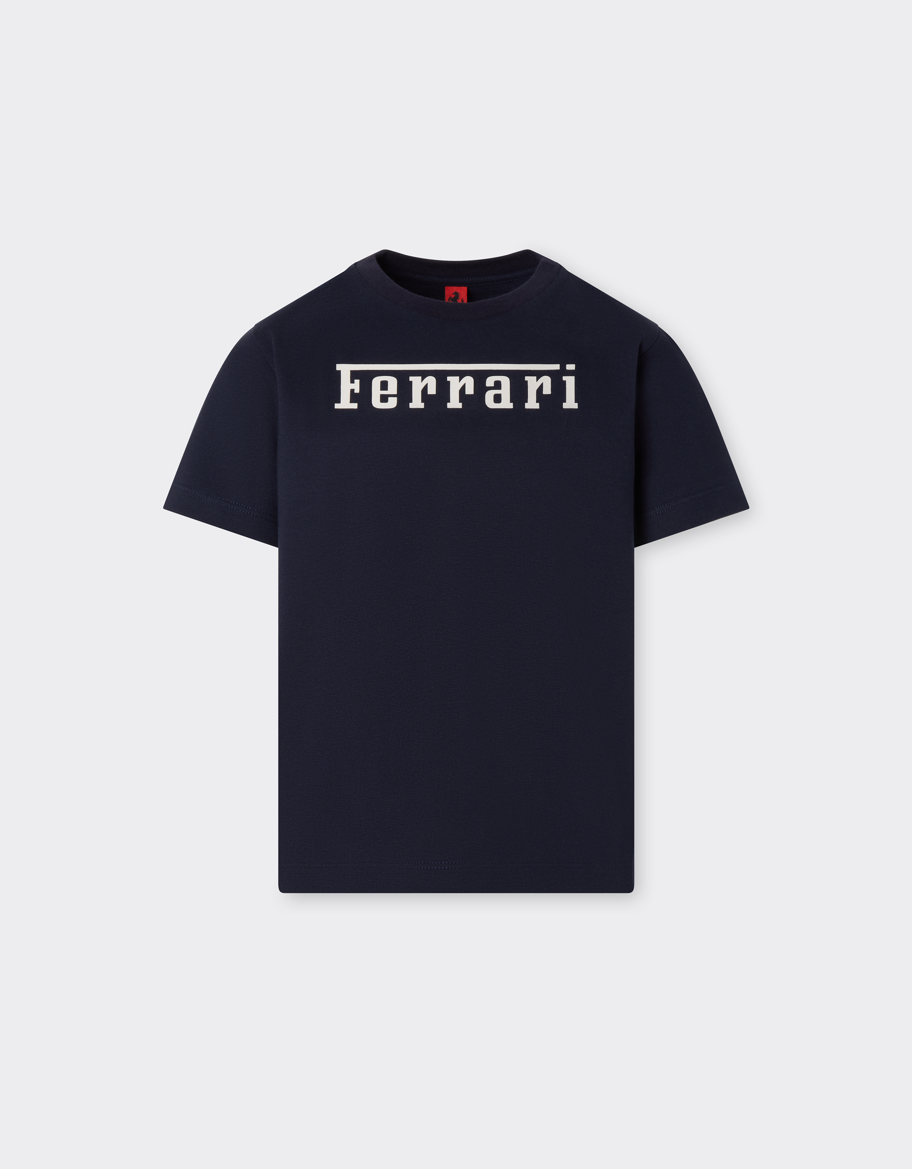 Ferrari Unisex Navy Cotton T-Shirt With Logo - T-Shirts 10Y
