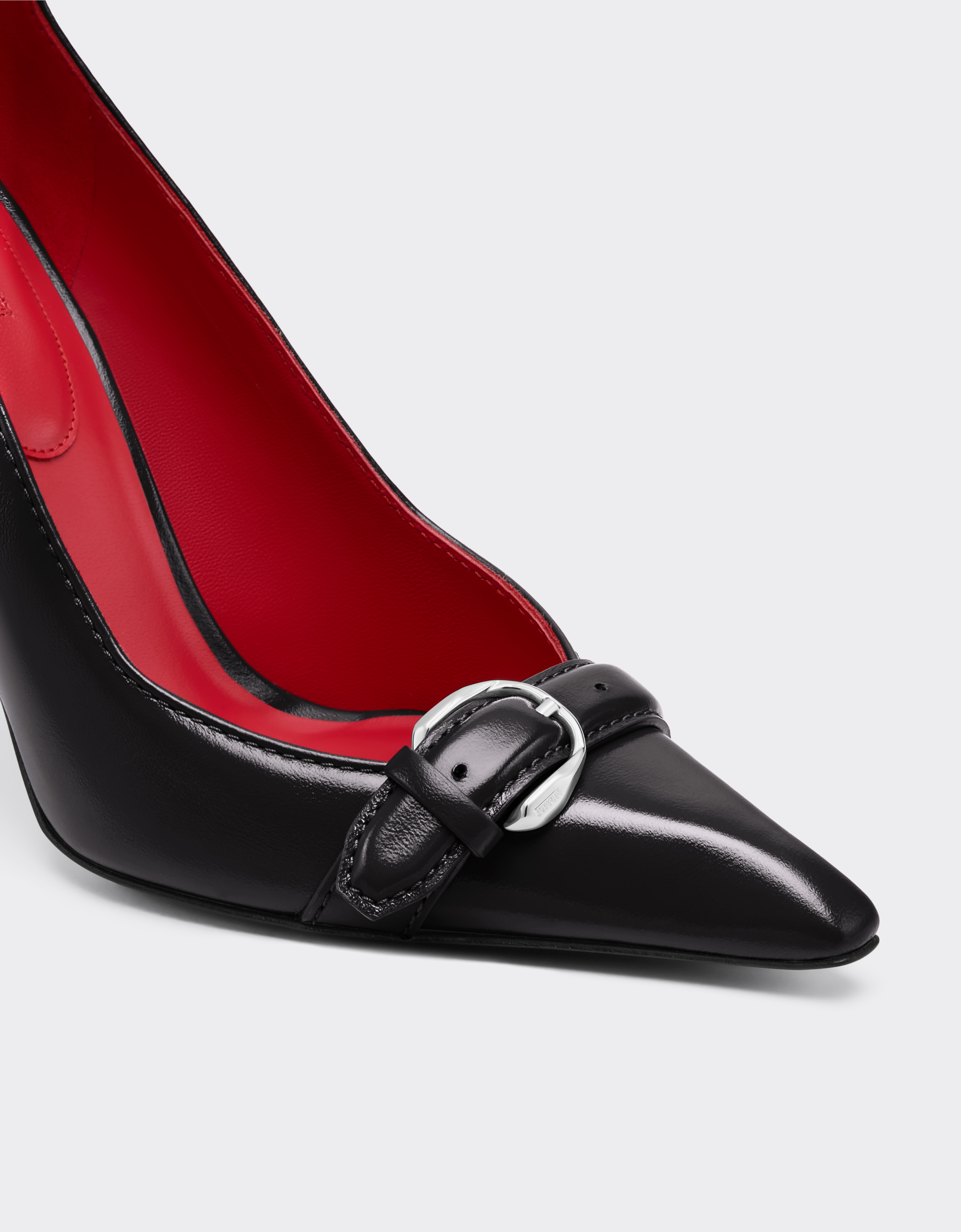 Ferrari Court Shoes In Ultra-wet-effect Glossy Leather In Black