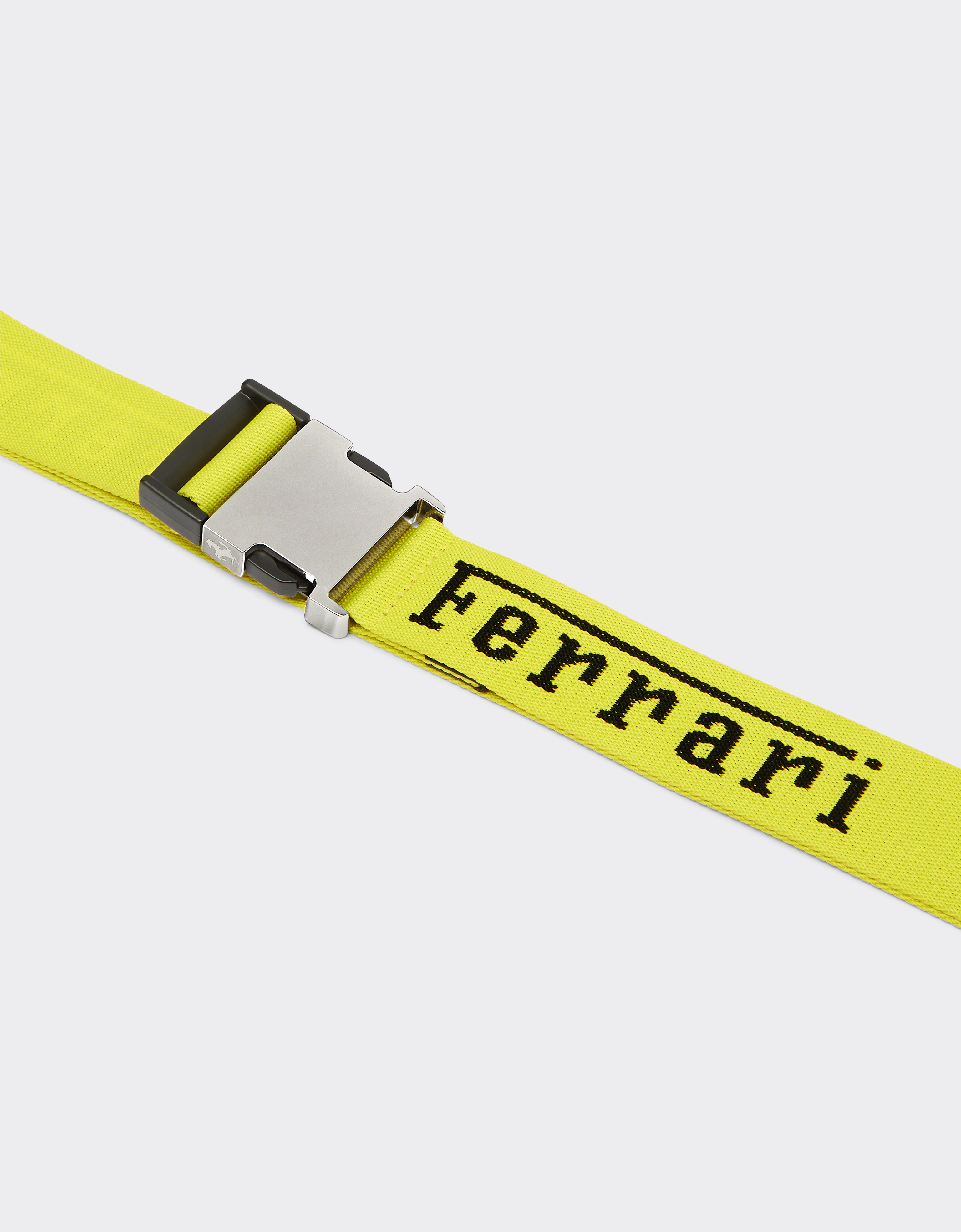 Shop Ferrari Jacquard Belt With  Logo In Yellow