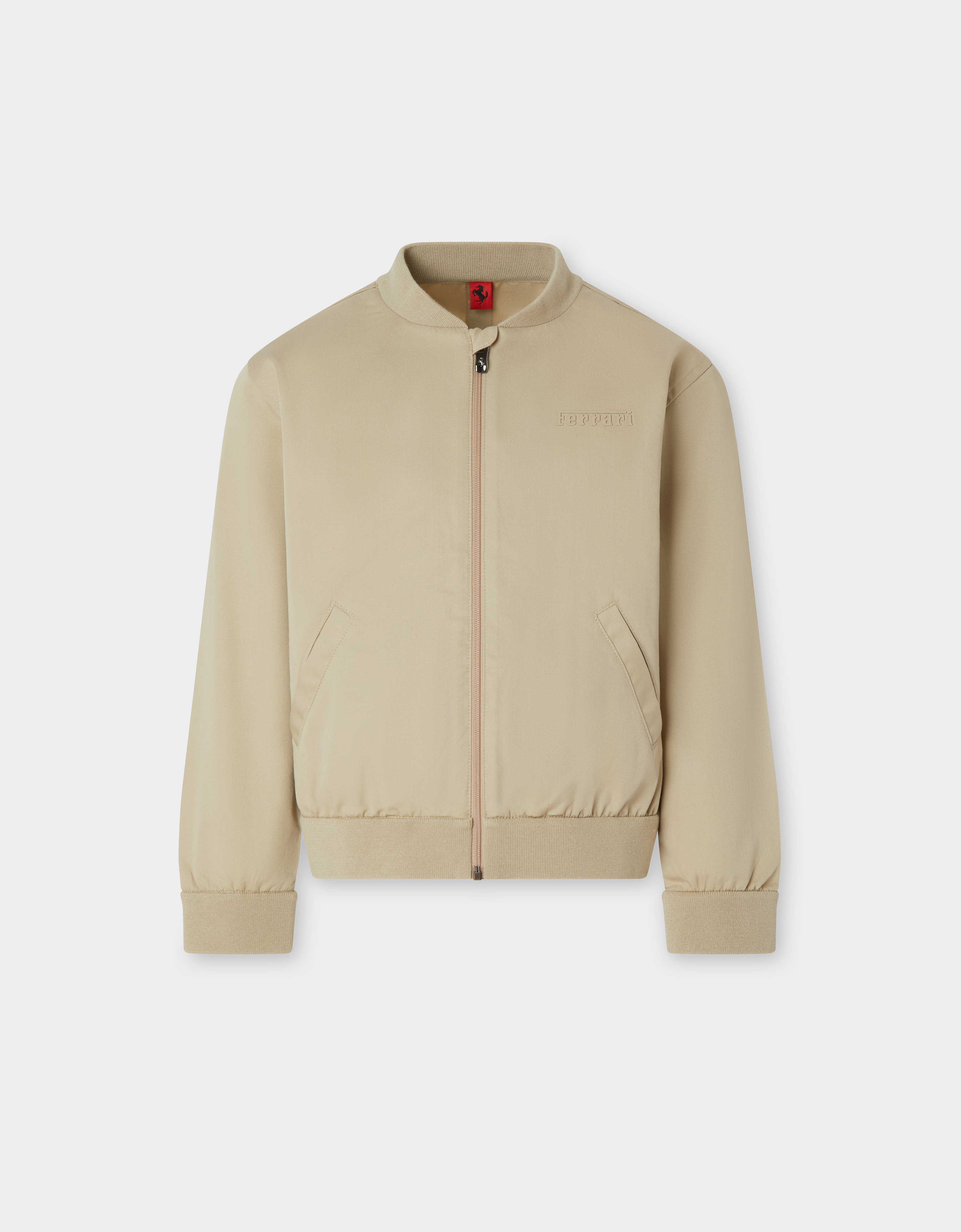 Ferrari Unisex Beige Bomber Jacket In Cotton Gabardine - Jackets And Sweatshirts 6Y