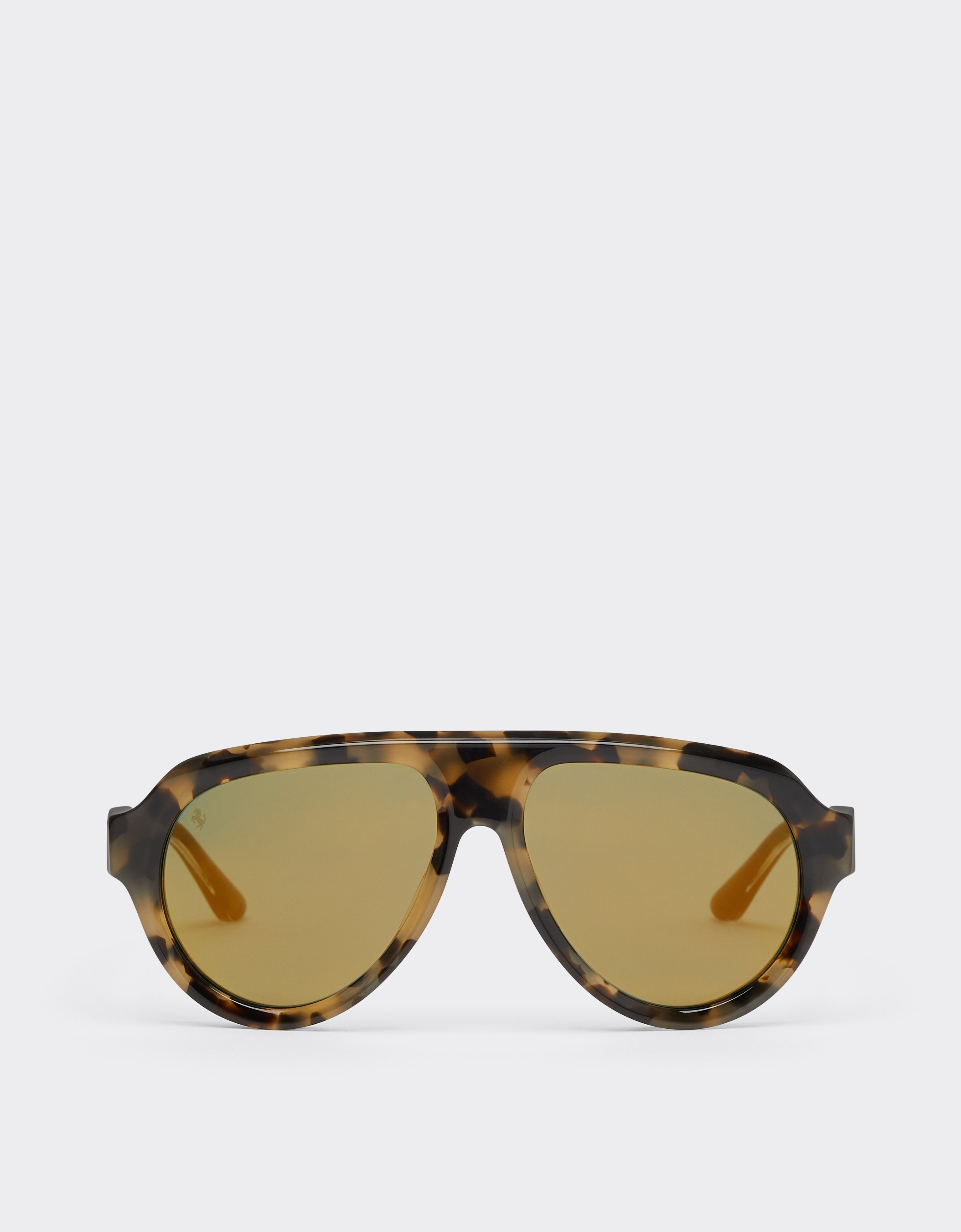 Ferrari Tortoiseshell Brownacetate Sunglasses With Green Gold Mirrored Lenses In Brown