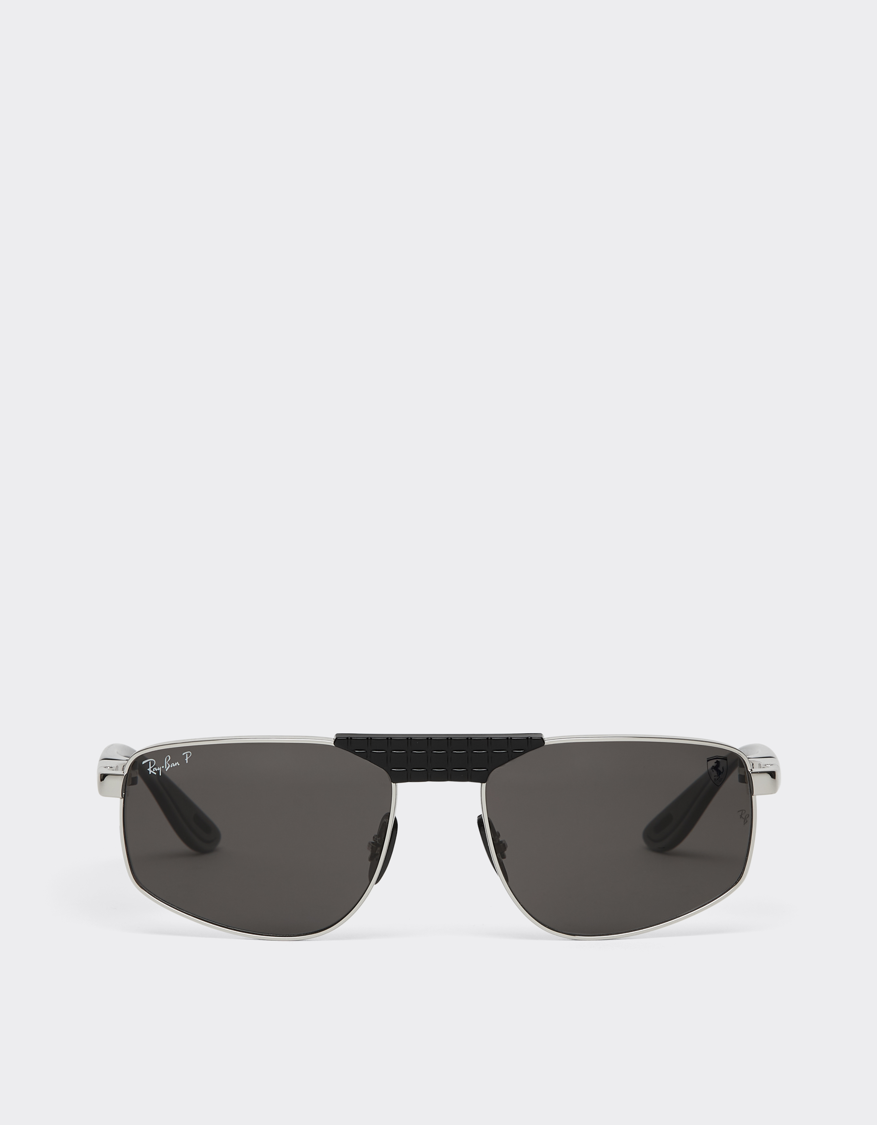 Ferrari Ray-ban For Scuderia  Rb3776m In Silver And Black Metal With Polarised Dark Grey Lens