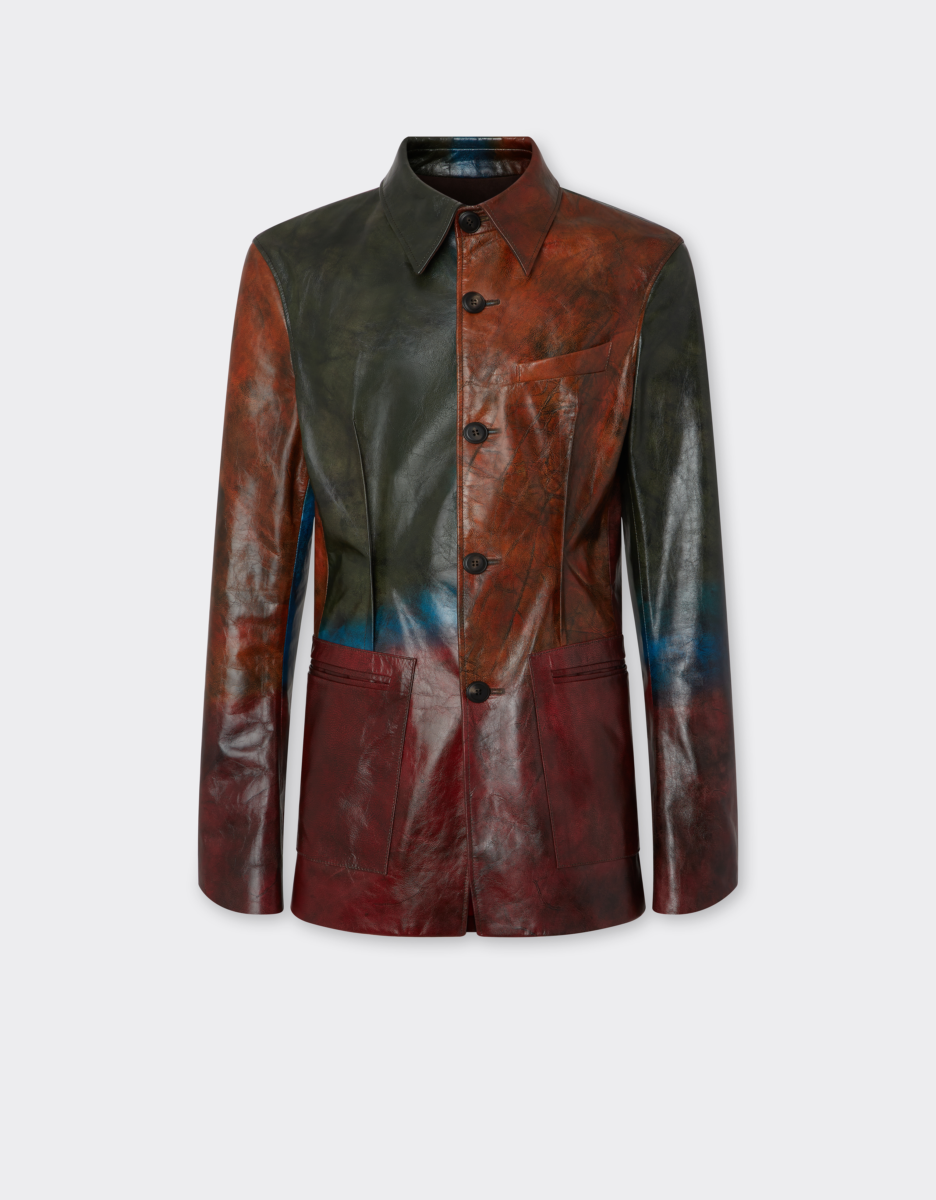 Ferrari Misted Leather Blazer In Multi