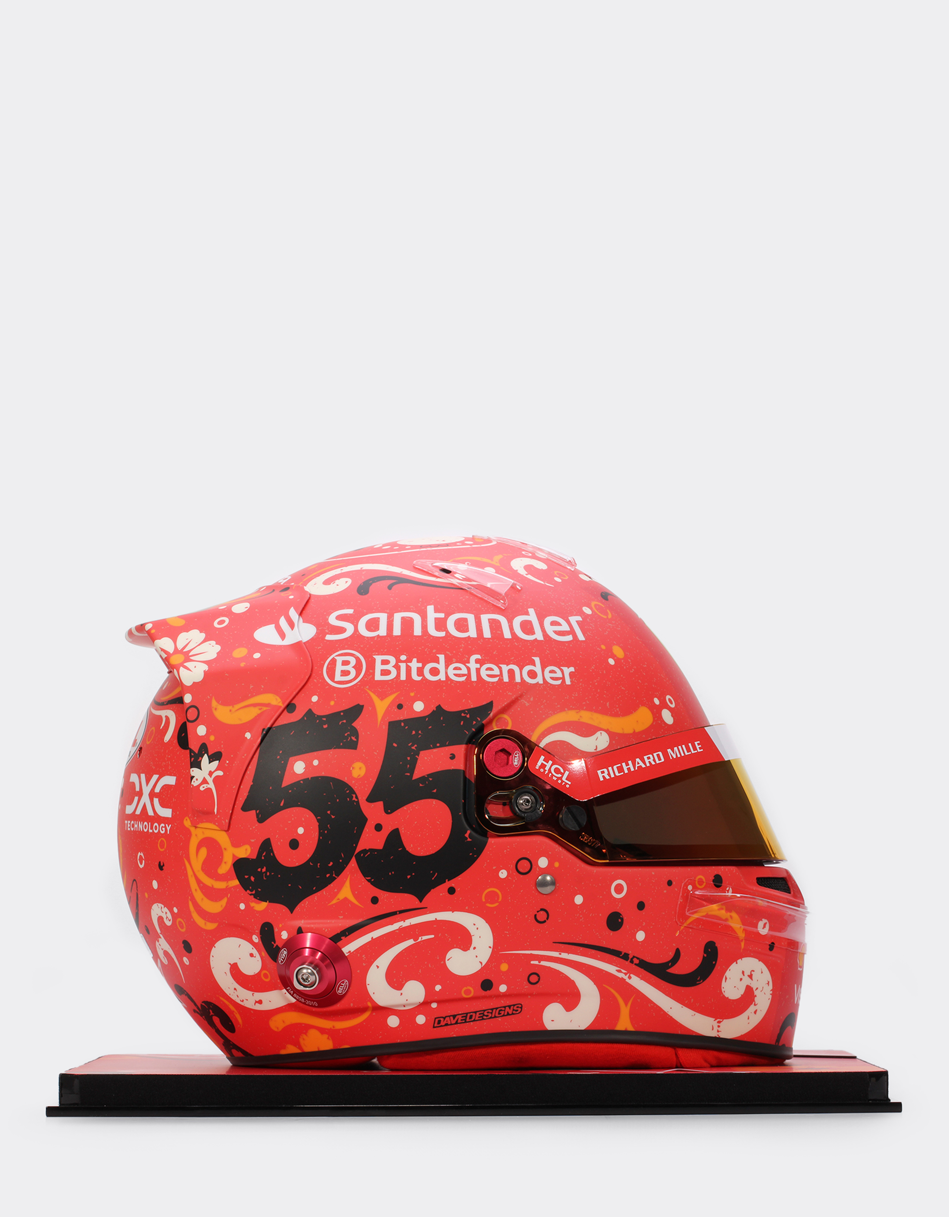  Ferrari Casco Con Firma Auténtica Carlos Sainz México Edición Especial 2024 A Escala 1:1 -  Cascos Rojo Carrera Os 