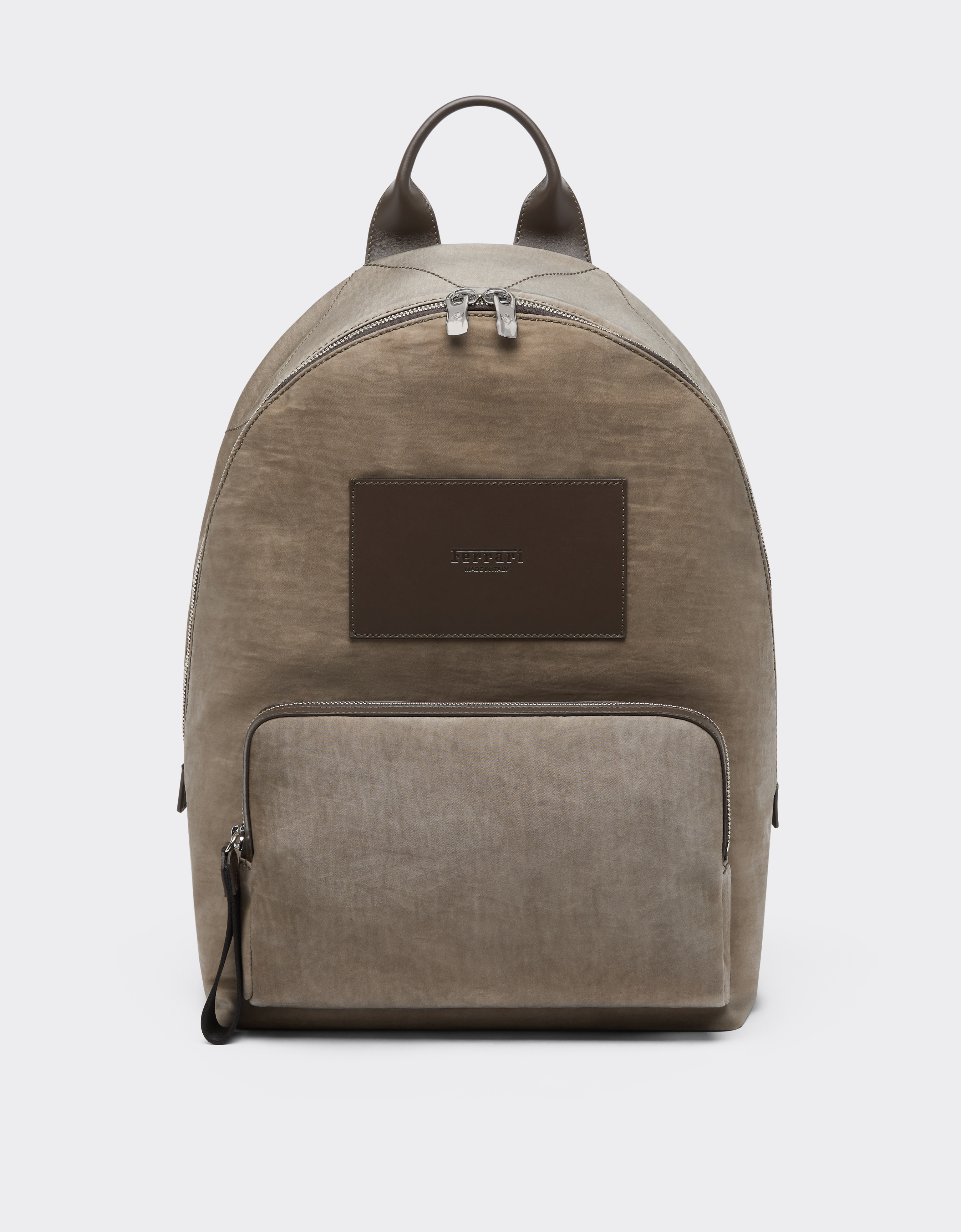 Ferrari Men's Khaki Green Nylon And Leather Backpack - Backpacks Os