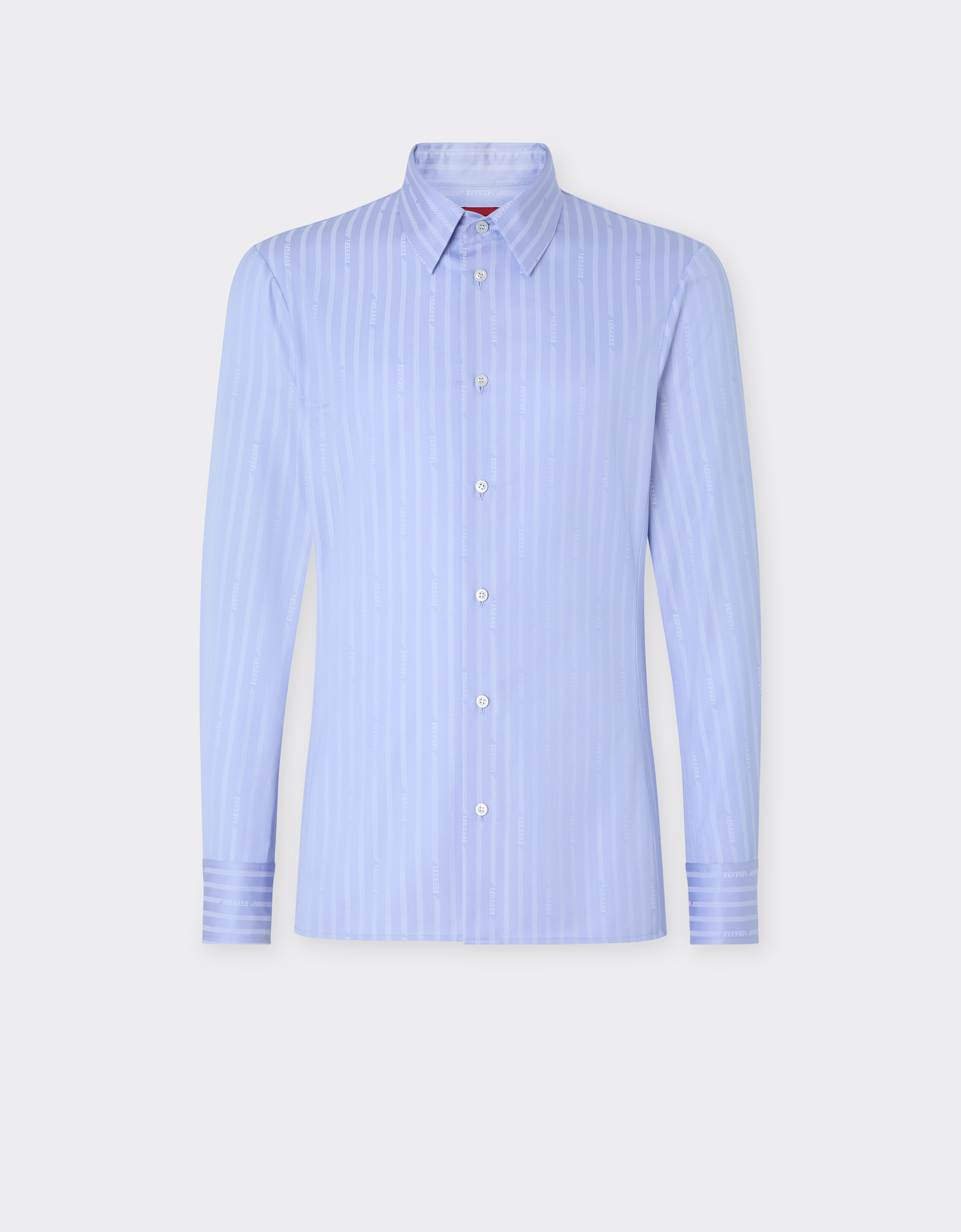 Ferrari Men's Oxford Blue Cotton Shirt With Monogram Motif - Shirts 52