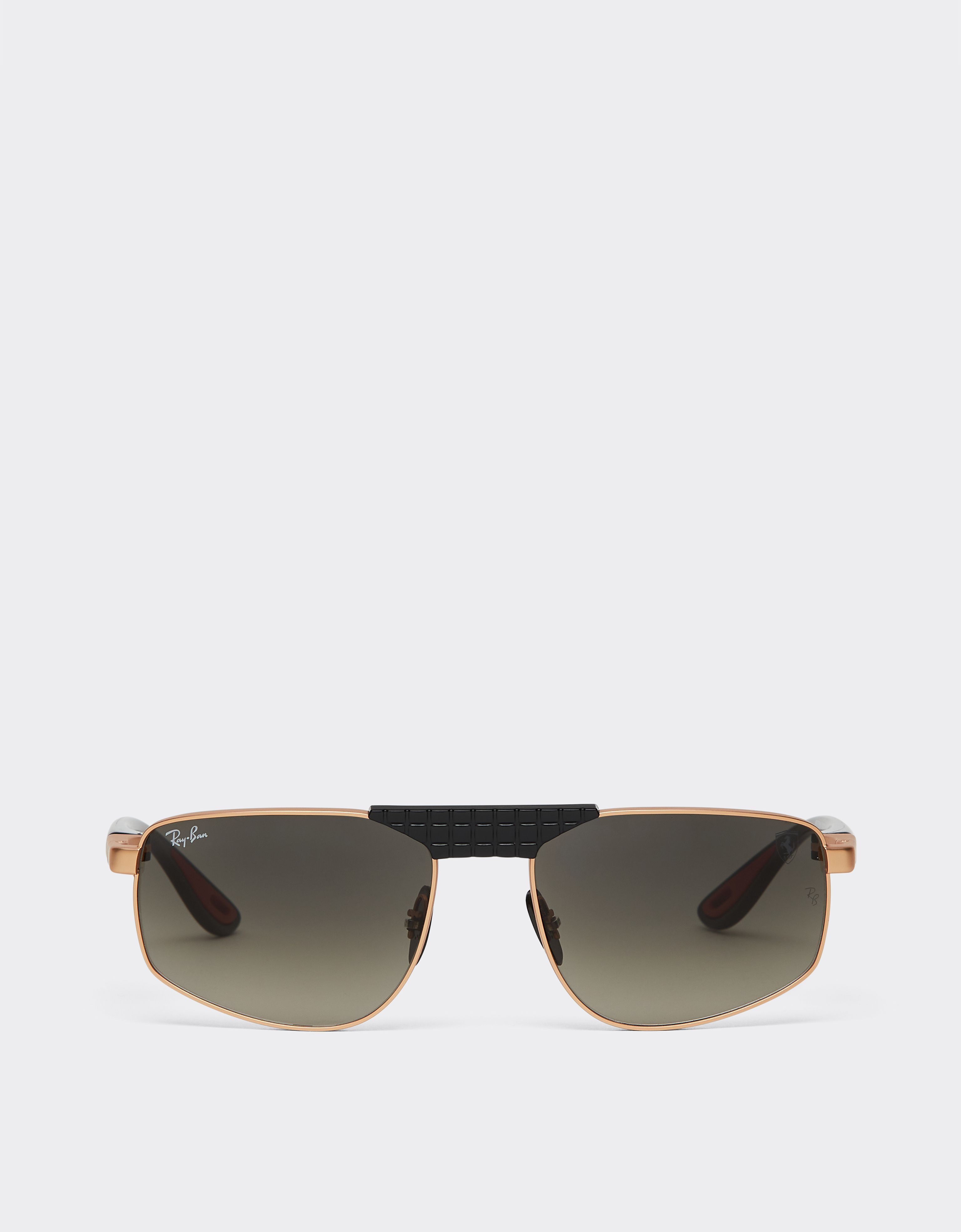 Ferrari Ray-ban For Scuderia Rb3776m In Rose Gold And Black Metal With Grey Gradient Lenses