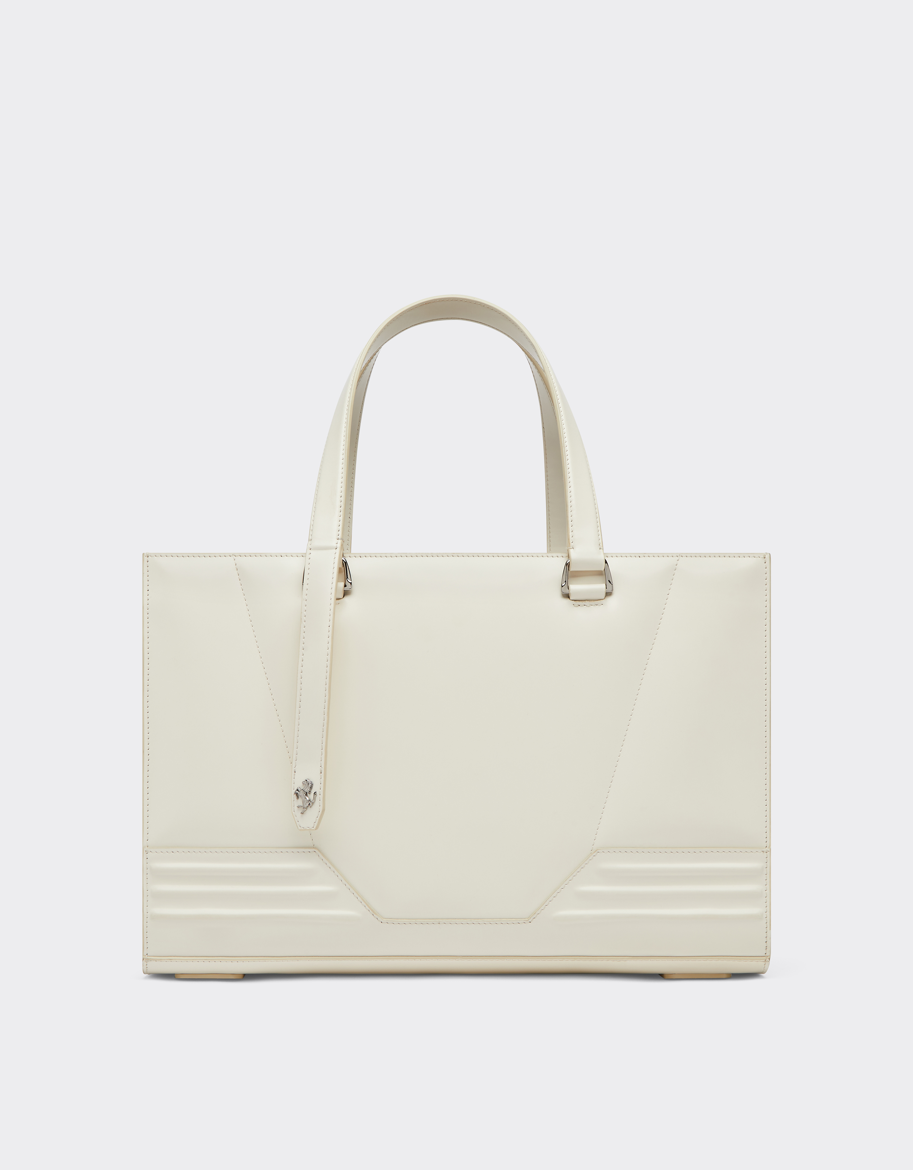 Ferrari Gt Brushed Leather Tote Bag In Ivory