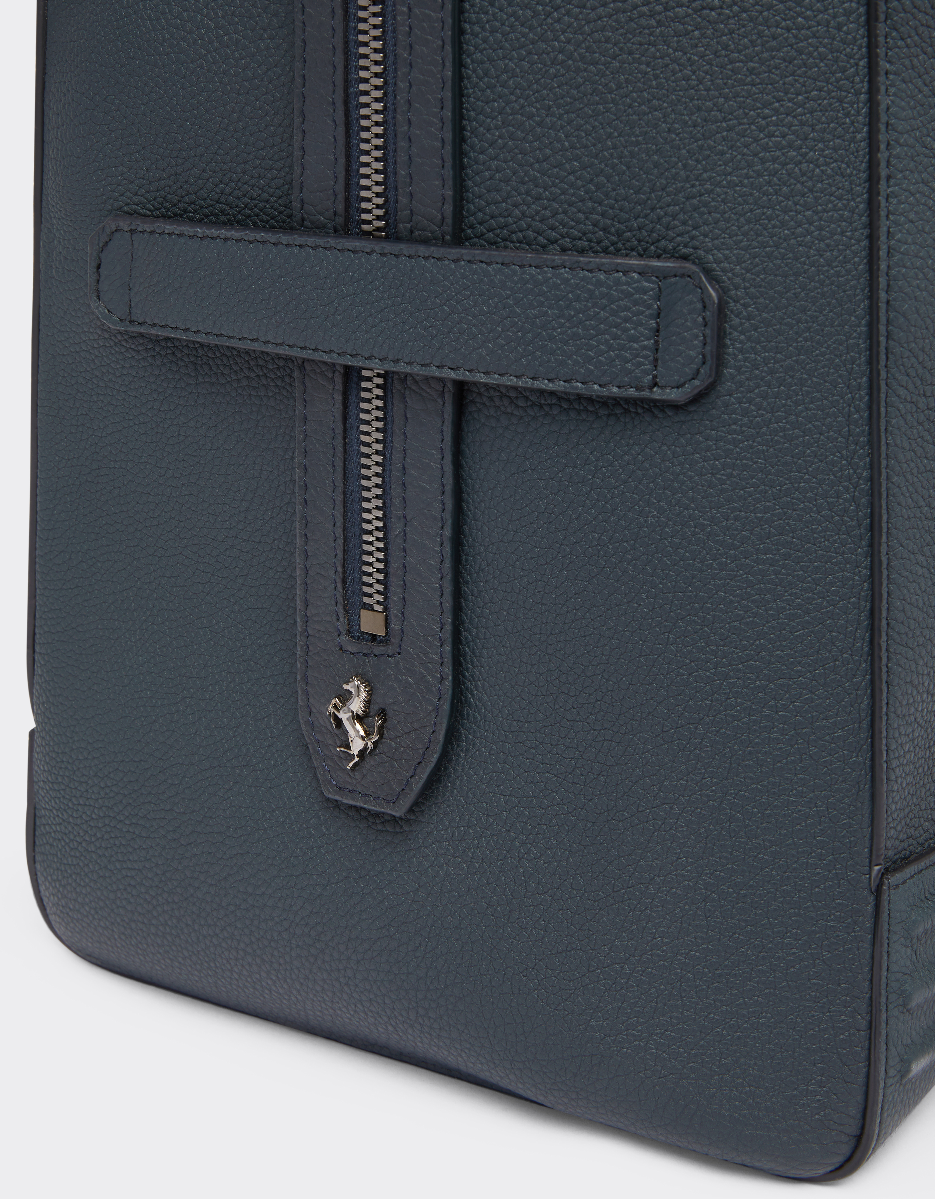 Ferrari Leather Gt Bag, Weekender Model In Navy
