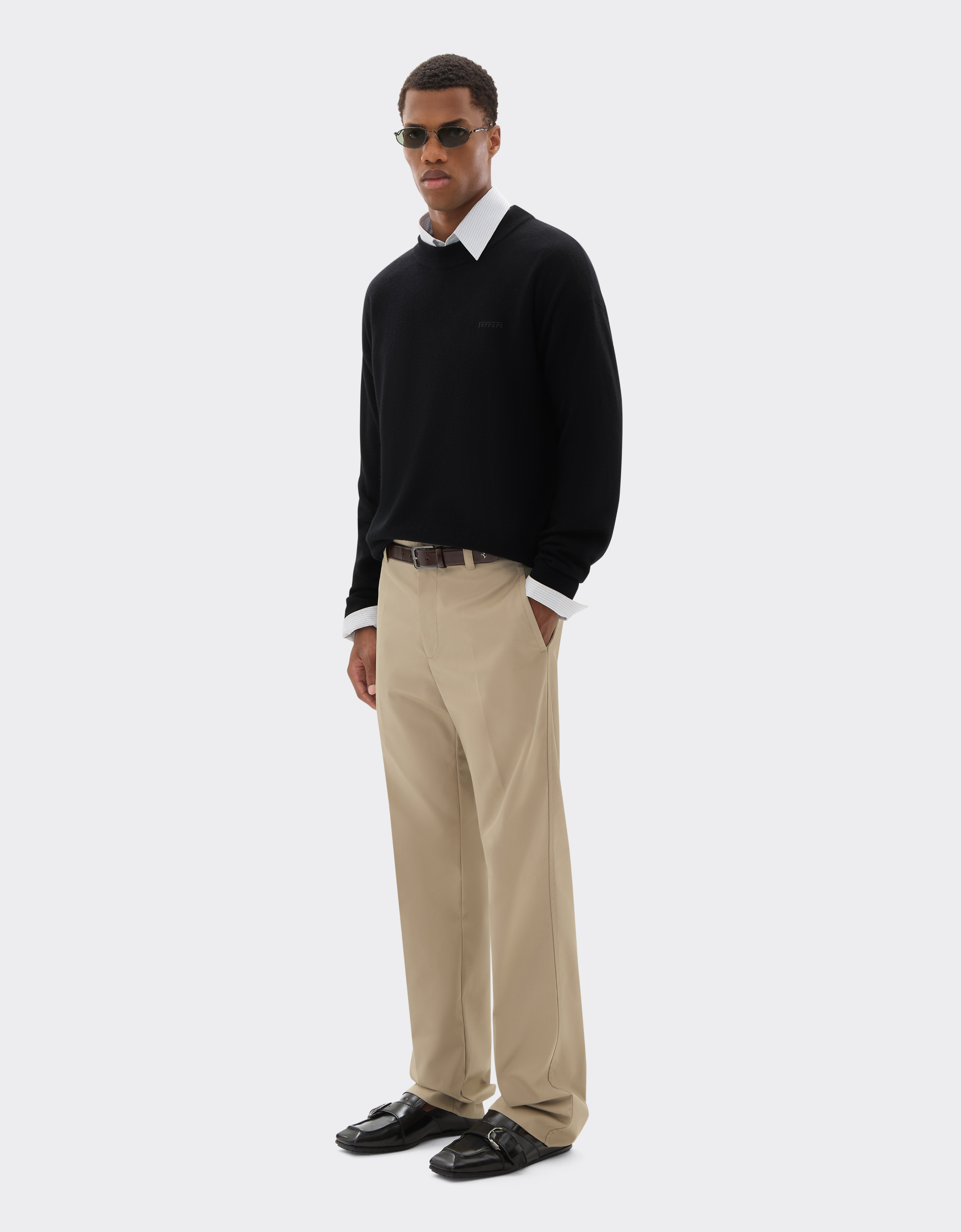 Ferrari Crew-neck Sweater In Wool And Cashmere In Black