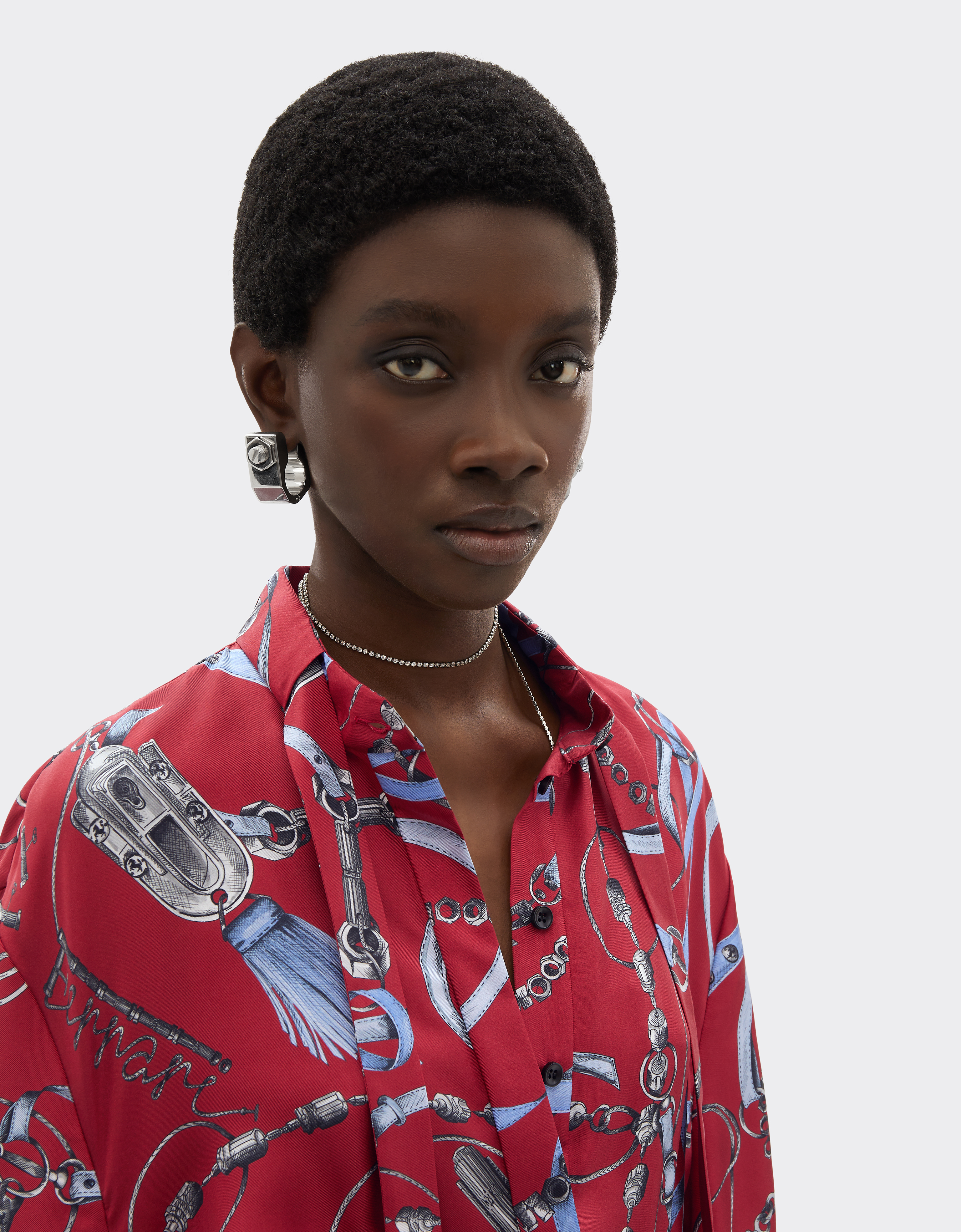 Ferrari Closet Print Silk Dress In Red
