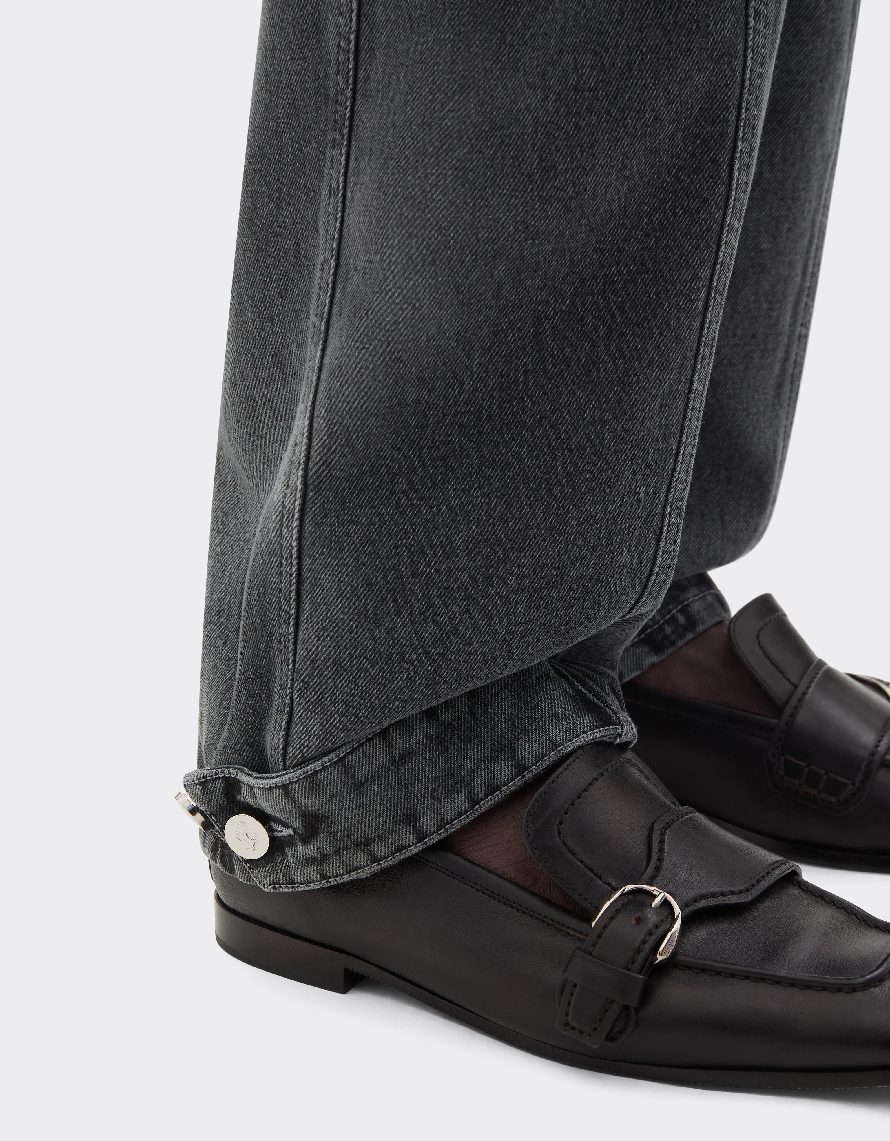 Ferrari Dark Marbled Denim Trousers In Gray