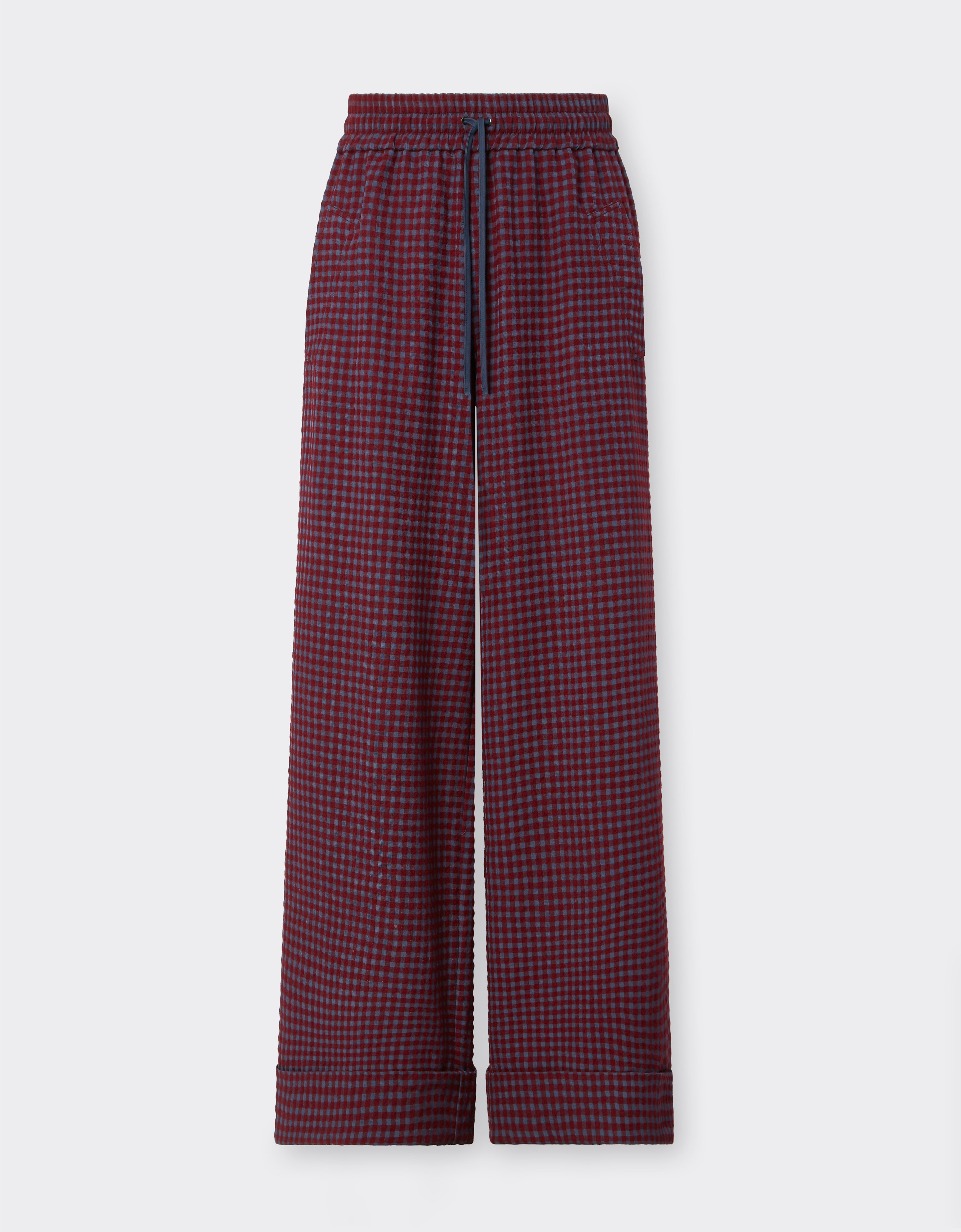 Ferrari Wool And Viscose Pants With Vichy Pattern In Red