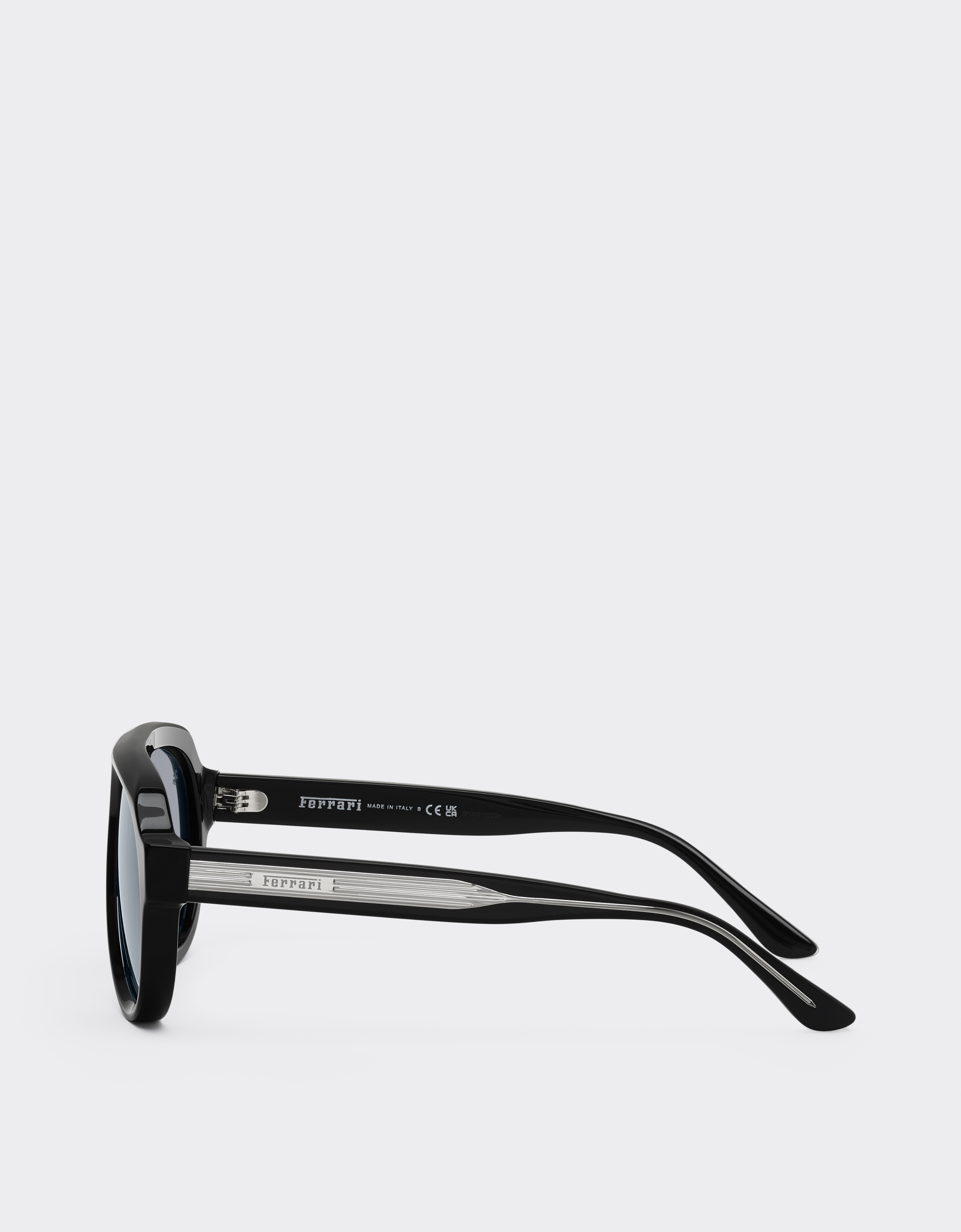 Ferrari Sunglasses In Shiny Blackacetate With Blue Lenses In Black