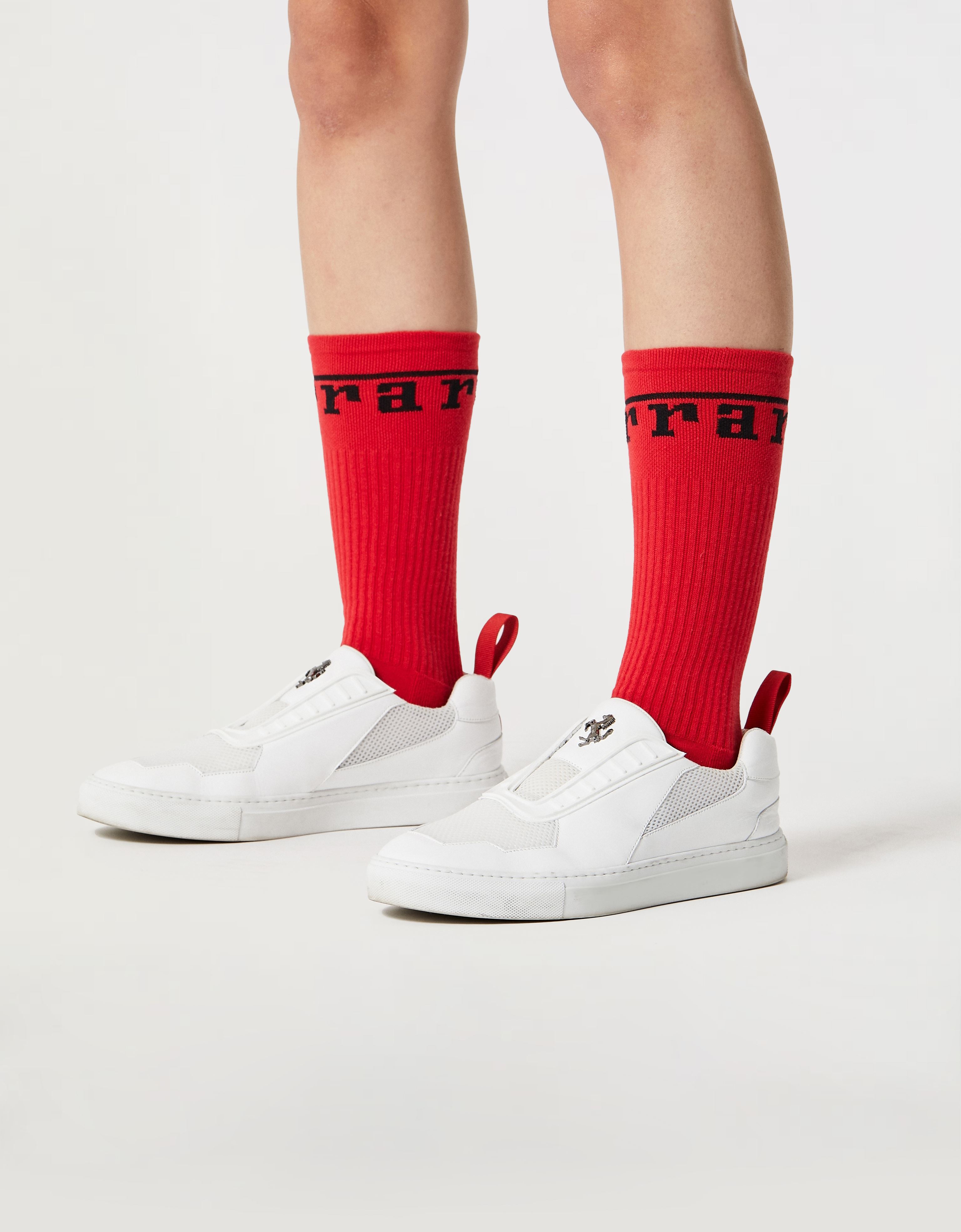 Ferrari Cotton Blend Socks With Logo In Red